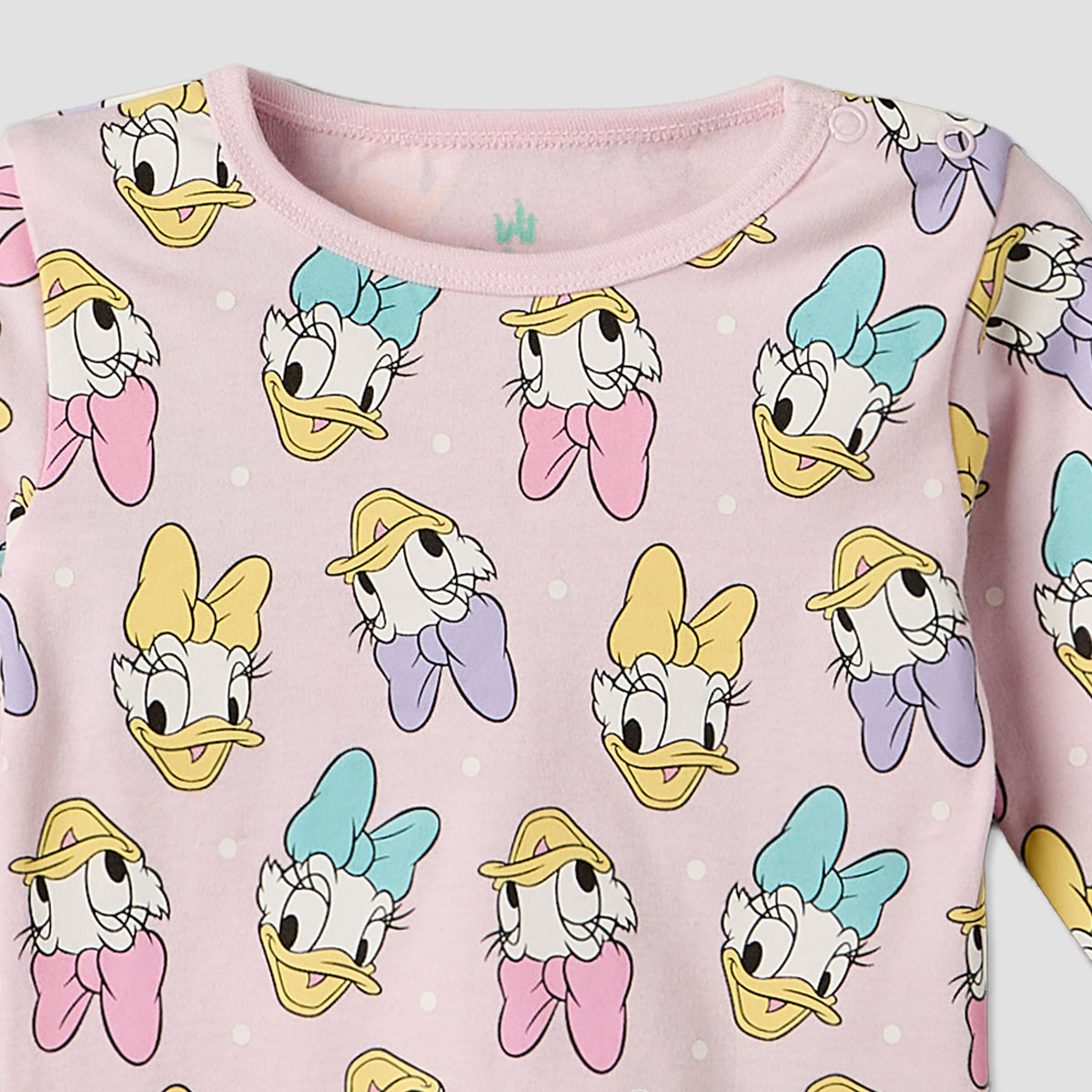 Disney Cotton Round Neck Long Sleeves Pyjama Set with Daisy Duck Print