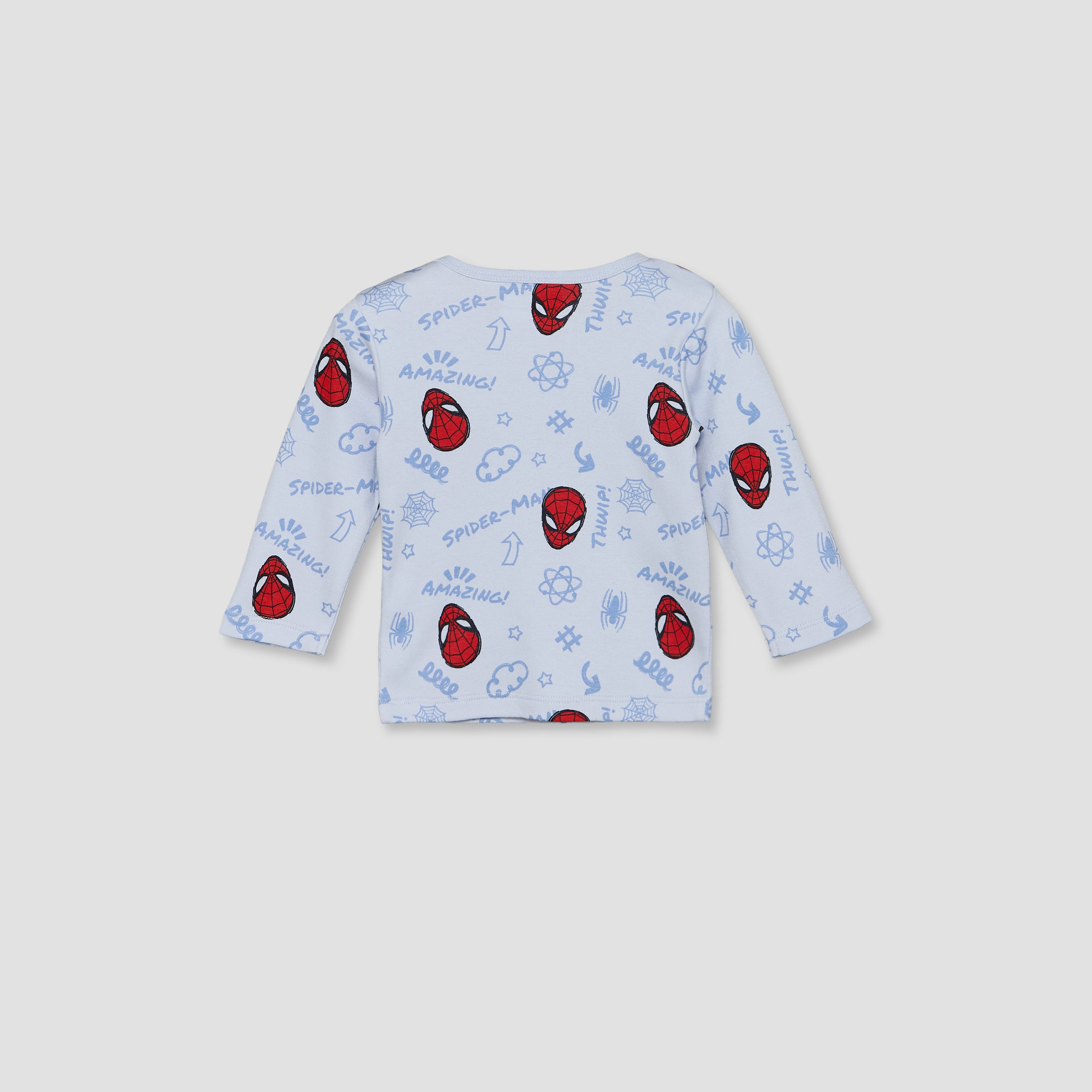 Disney Cotton Crew Neck Long Sleeves Pyjama Set with Spider-Man Print