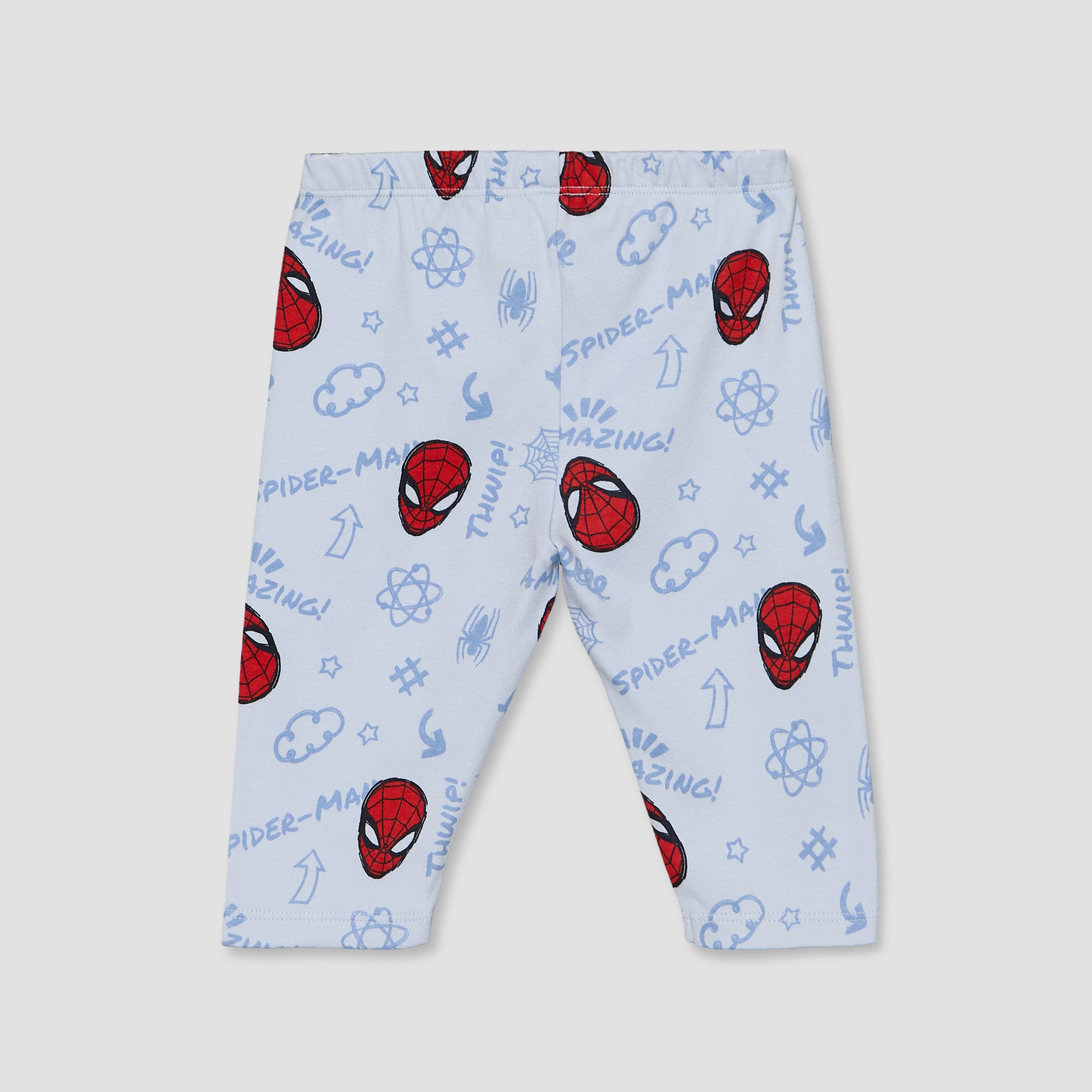 Disney Cotton Crew Neck Long Sleeves Pyjama Set with Spider-Man Print