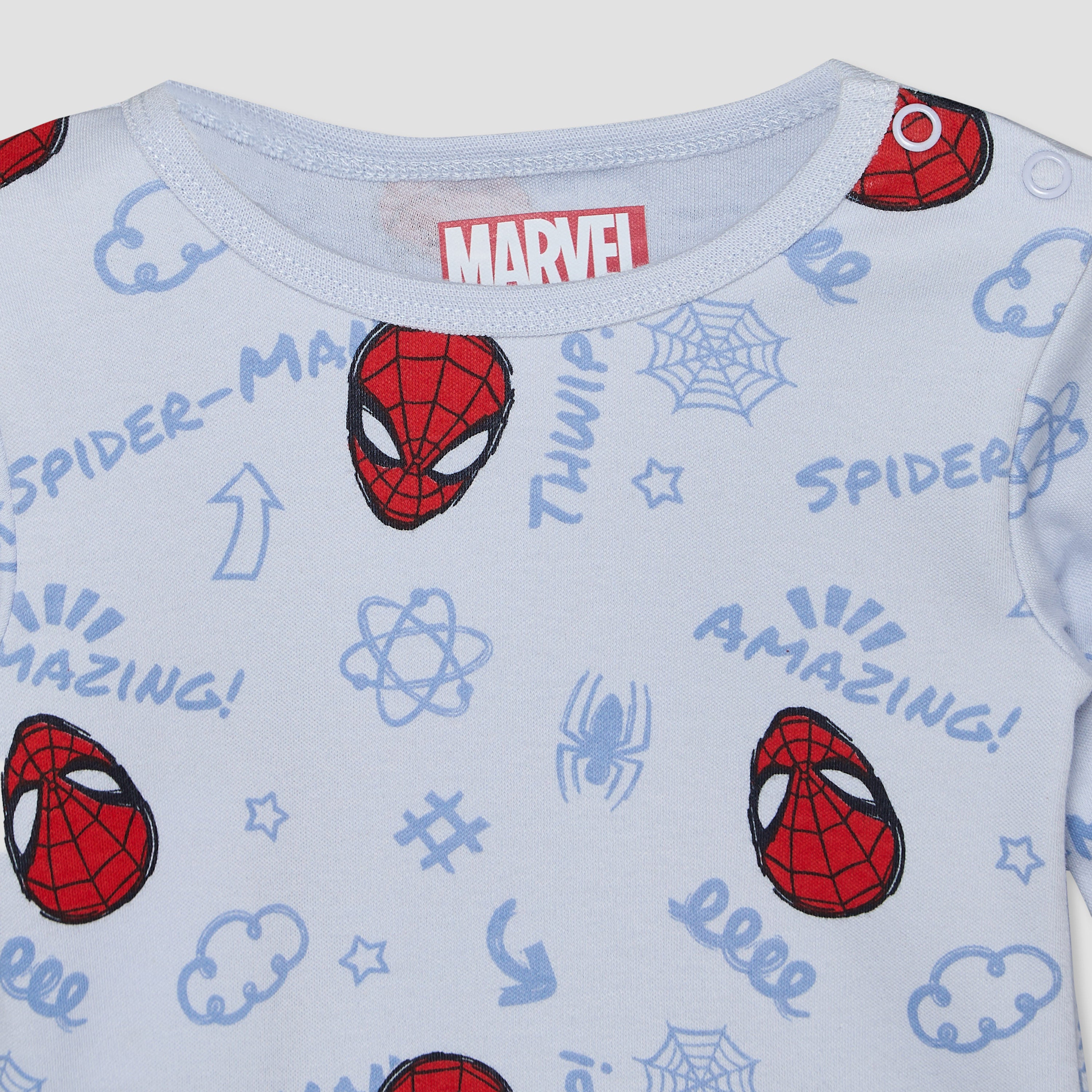 Disney Cotton Crew Neck Long Sleeves Pyjama Set with Spider-Man Print