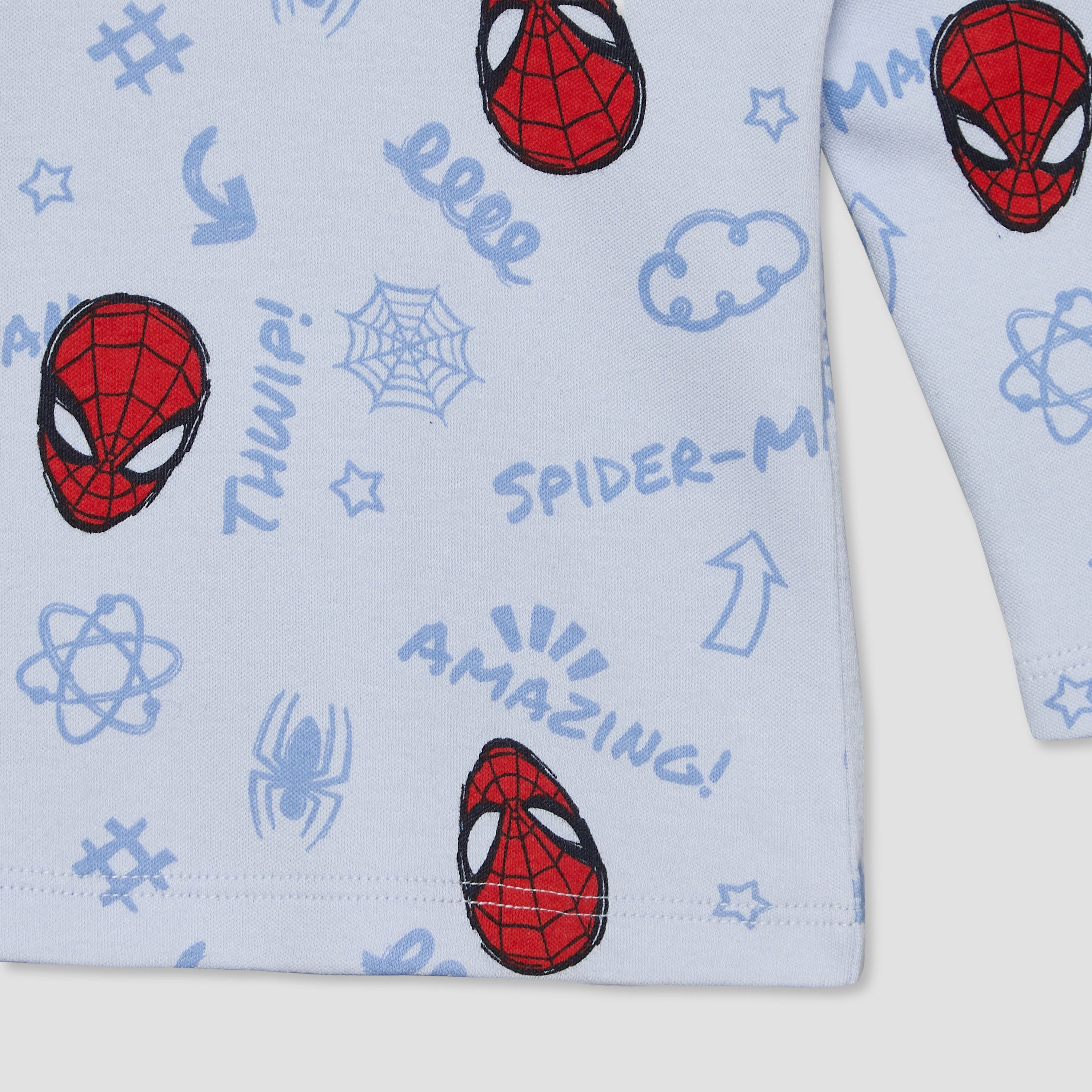 Disney Cotton Crew Neck Long Sleeves Pyjama Set with Spider-Man Print