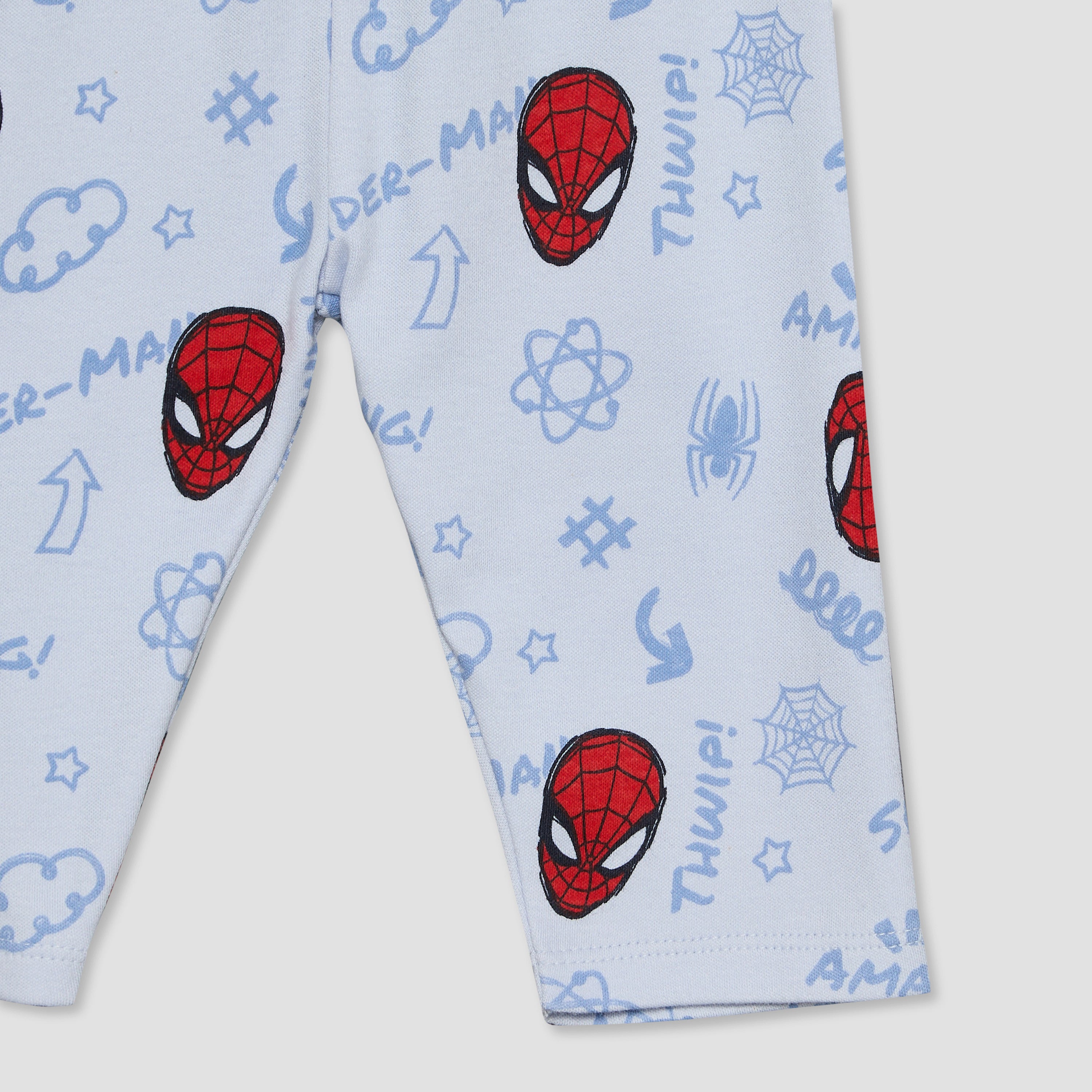 Disney Cotton Crew Neck Long Sleeves Pyjama Set with Spider-Man Print