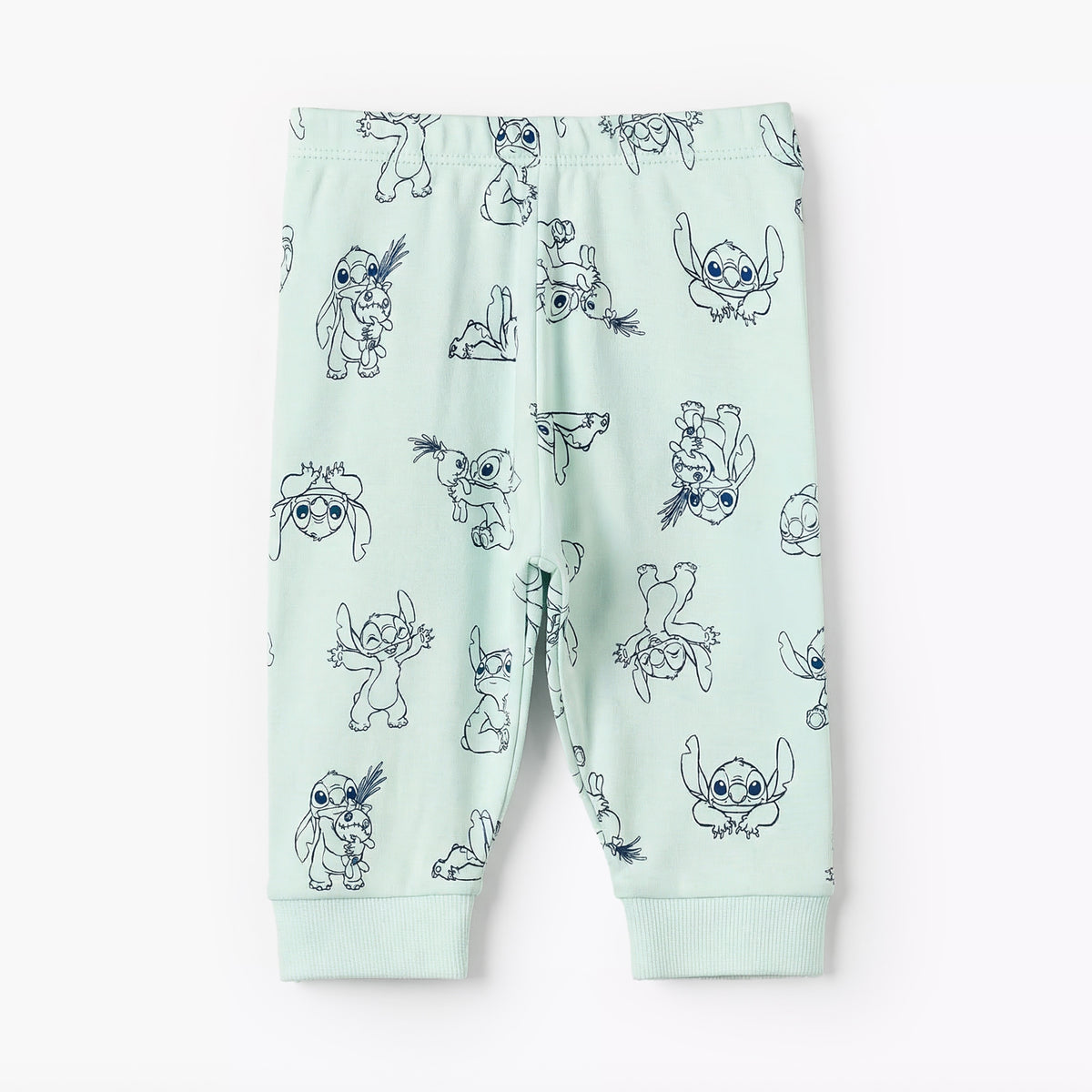 Disney Cotton Round Neck Long Sleeves Pyjama Set with Stitch Applique