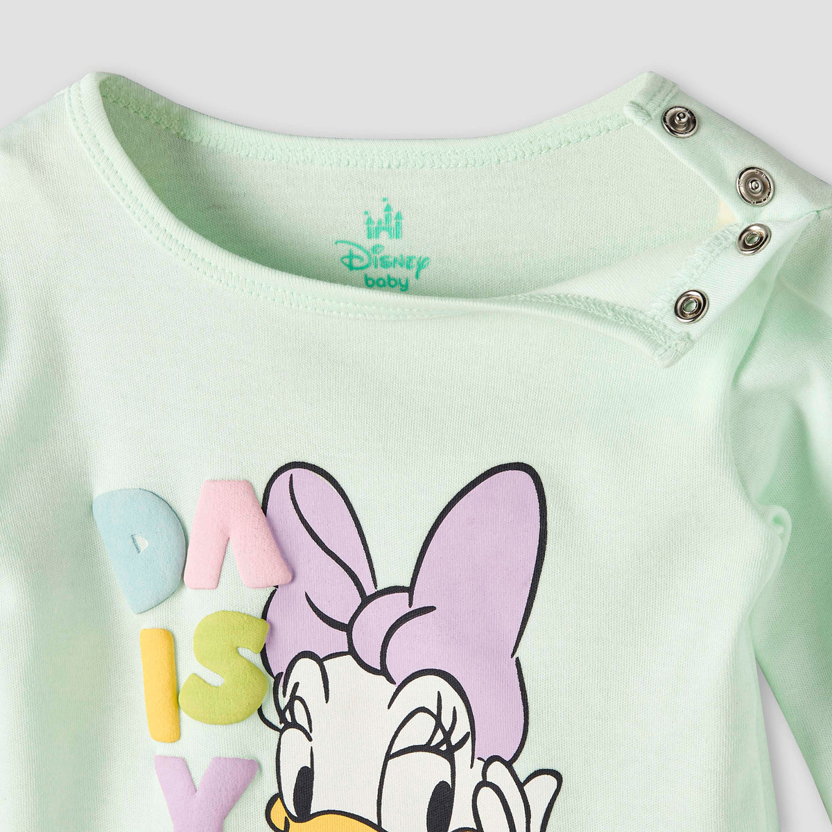 Disney Cotton Round Neck Long Sleeves Pyjama Set with Daisy Duck Print