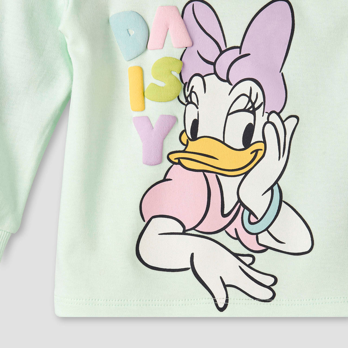 Disney Cotton Round Neck Long Sleeves Pyjama Set with Daisy Duck Print