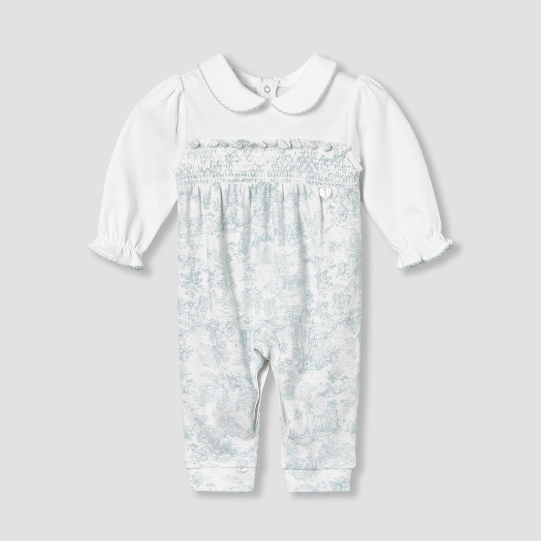 Giggles Peter Pan Collar Long Sleeves Sleepsuit with Smock Design