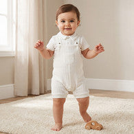 Giggles Collared Short Sleeves Polo T-shirt and Dungaree Set with Button Closure-undefined-image-1