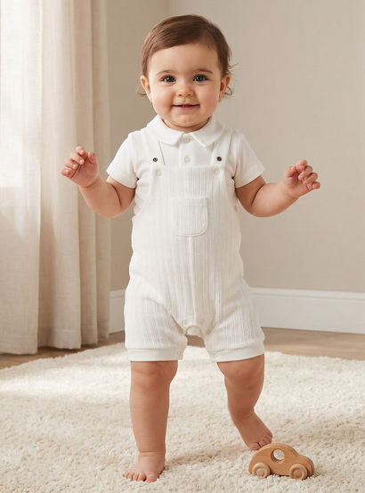Giggles Collared Short Sleeves Polo T-shirt and Dungaree Set with Button Closure-baby-boys-clothing-setsandcoords-image-1