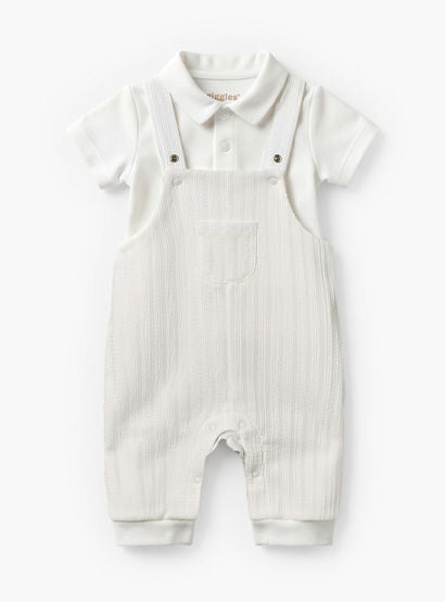 Giggles Collared Short Sleeves Polo T-shirt and Dungaree Set with Button Closure-baby-boys-clothing-setsandcoords-image-2
