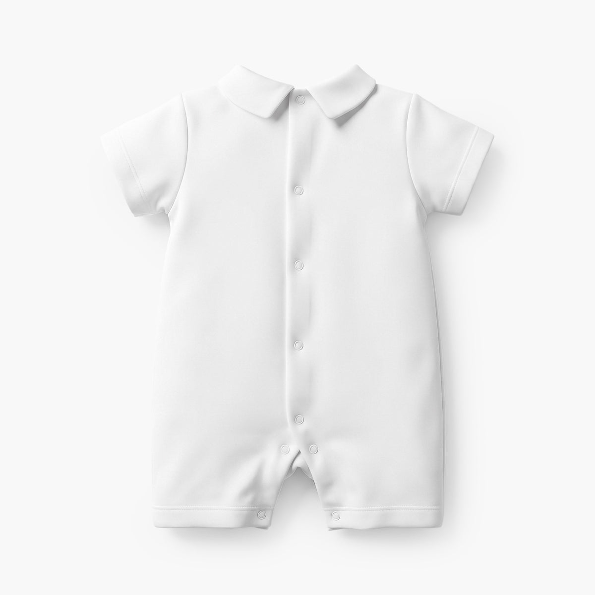 Giggles Peter Pan Collar Short Sleeves Romper with Textured Design