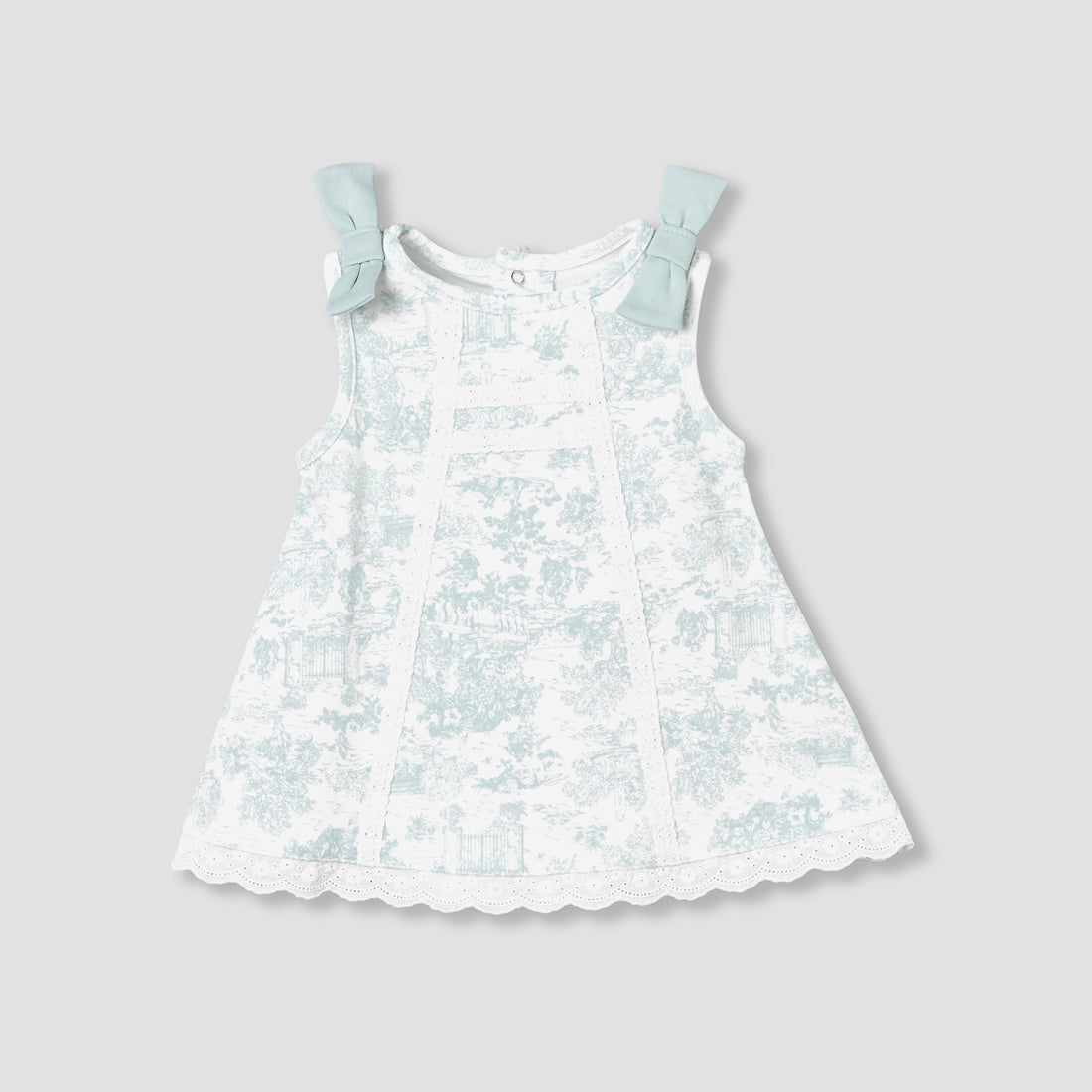 Giggles Round Neck Sleeveless A-line Dress with Bow Applique