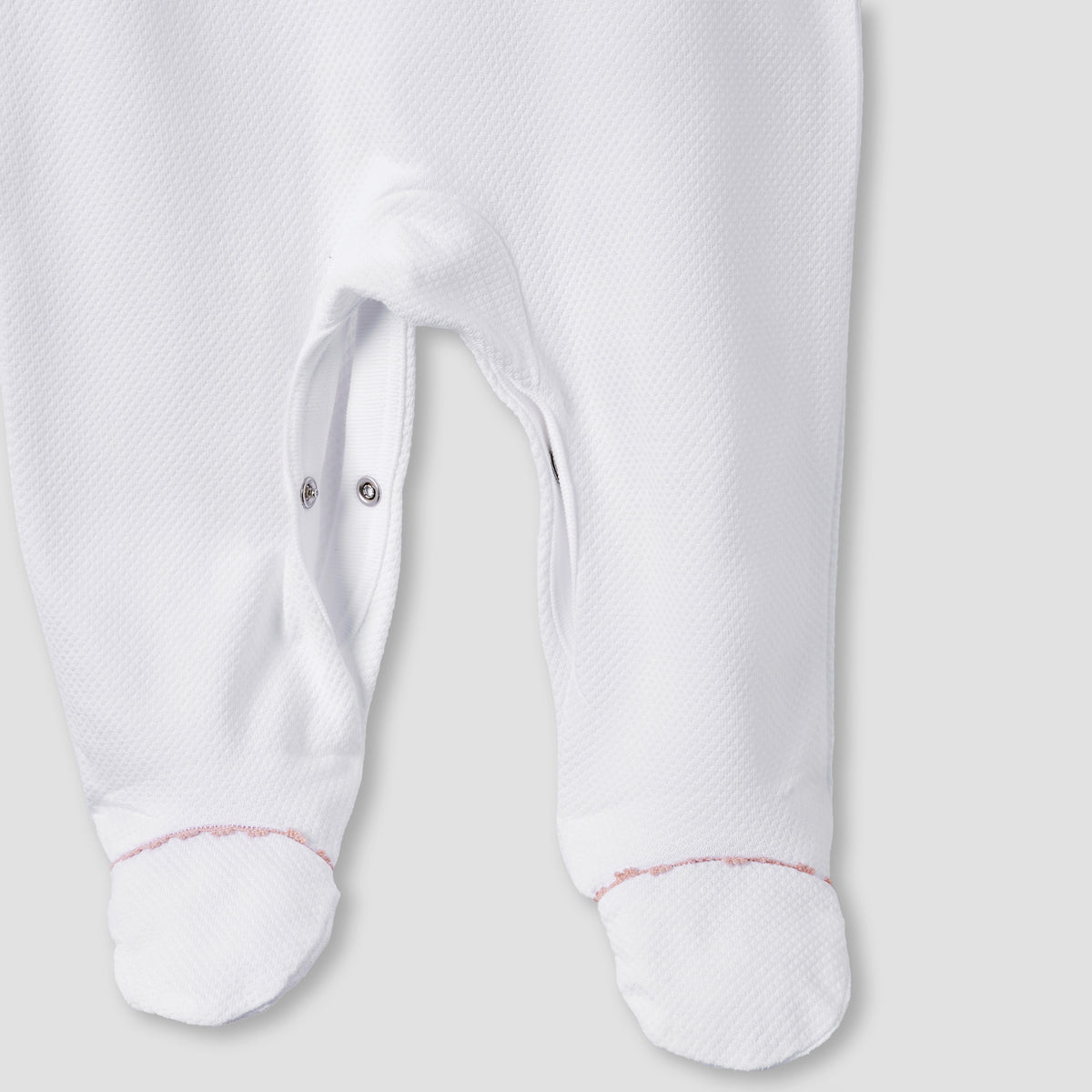 Giggles Embroidered Sleepsuit with Long Sleeves and Button Closure