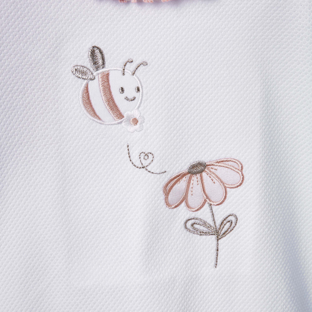 Giggles Embroidered Sleepsuit with Long Sleeves and Button Closure