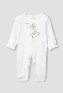 Giggles Embroidered Sleepsuit with Long Sleeves and Button Closure-undefined-image-1