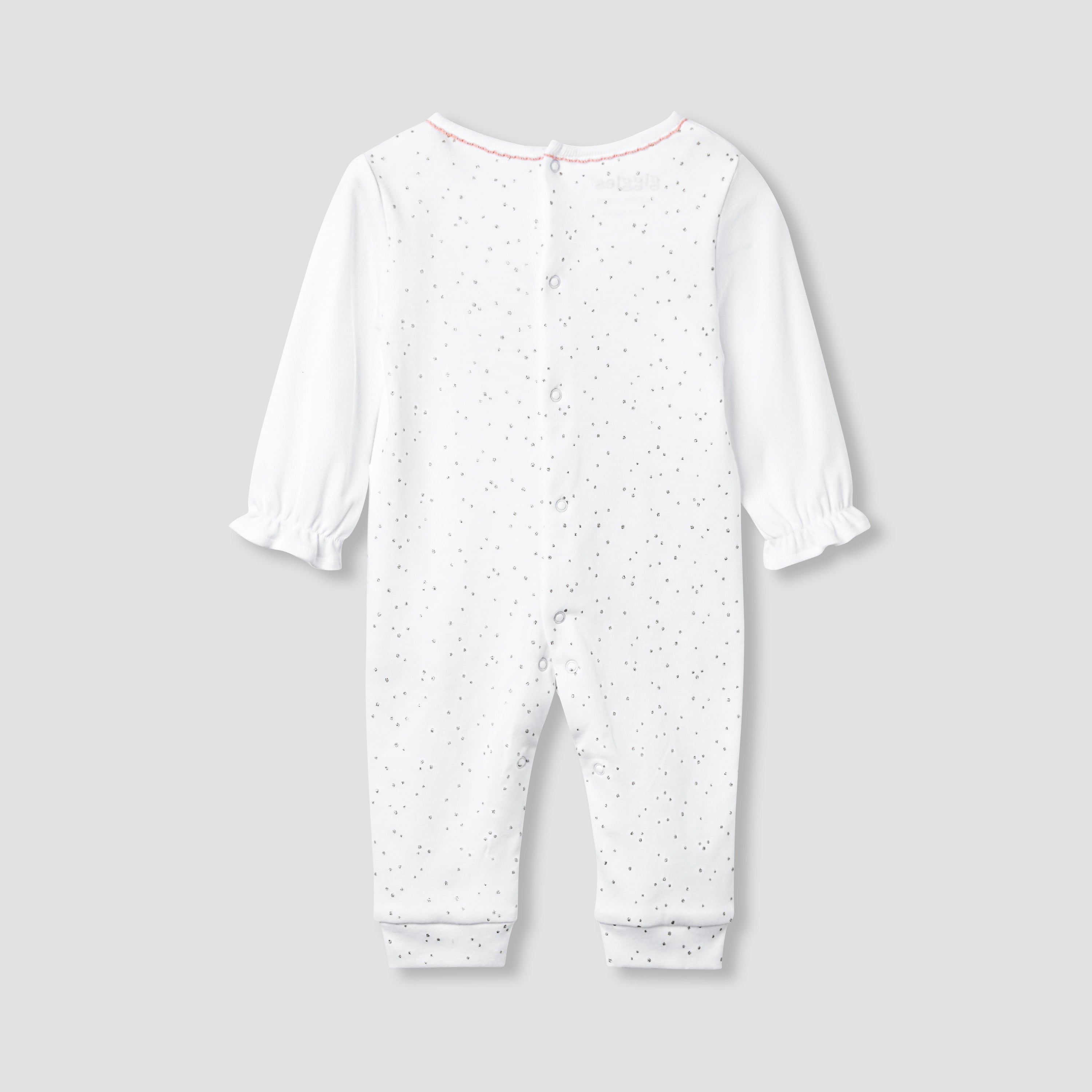 Giggles Embroidered Sleepsuit with Long Sleeves and Button Closure