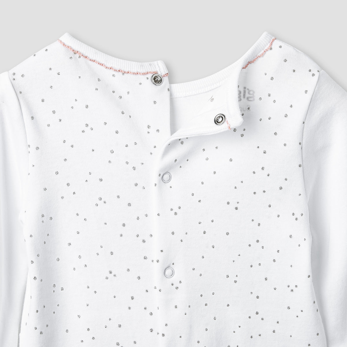 Giggles Embroidered Sleepsuit with Long Sleeves and Button Closure