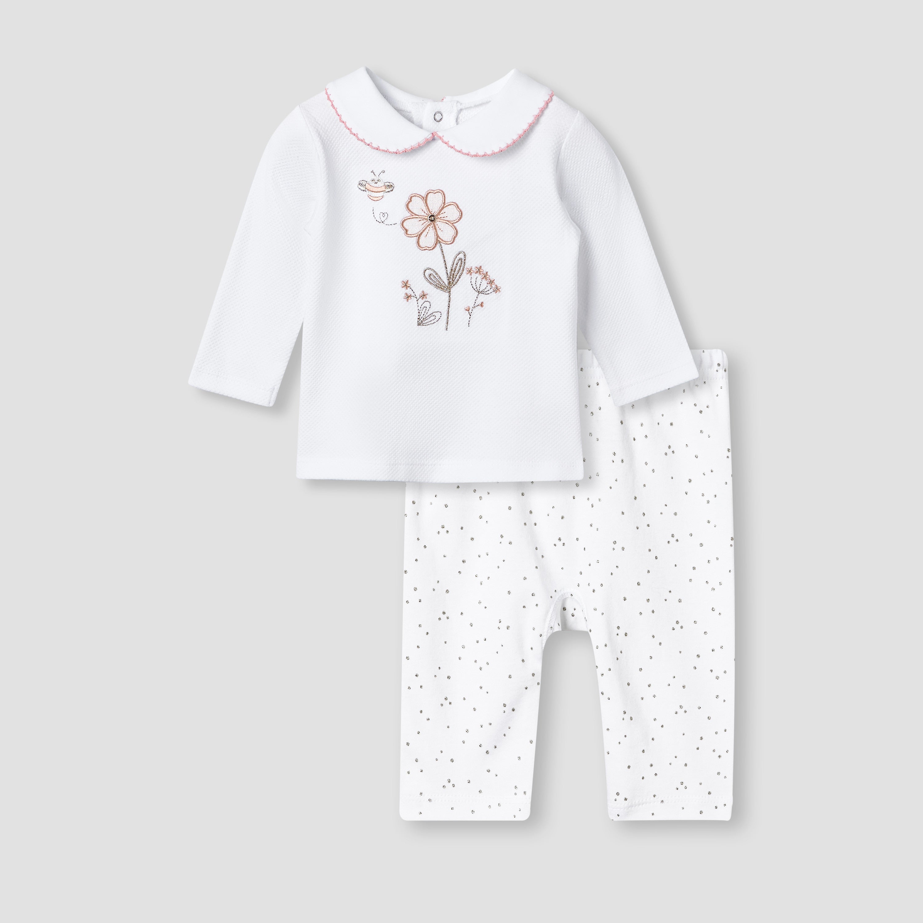 Giggles Embroidered T-shirt and Pyjama Set
