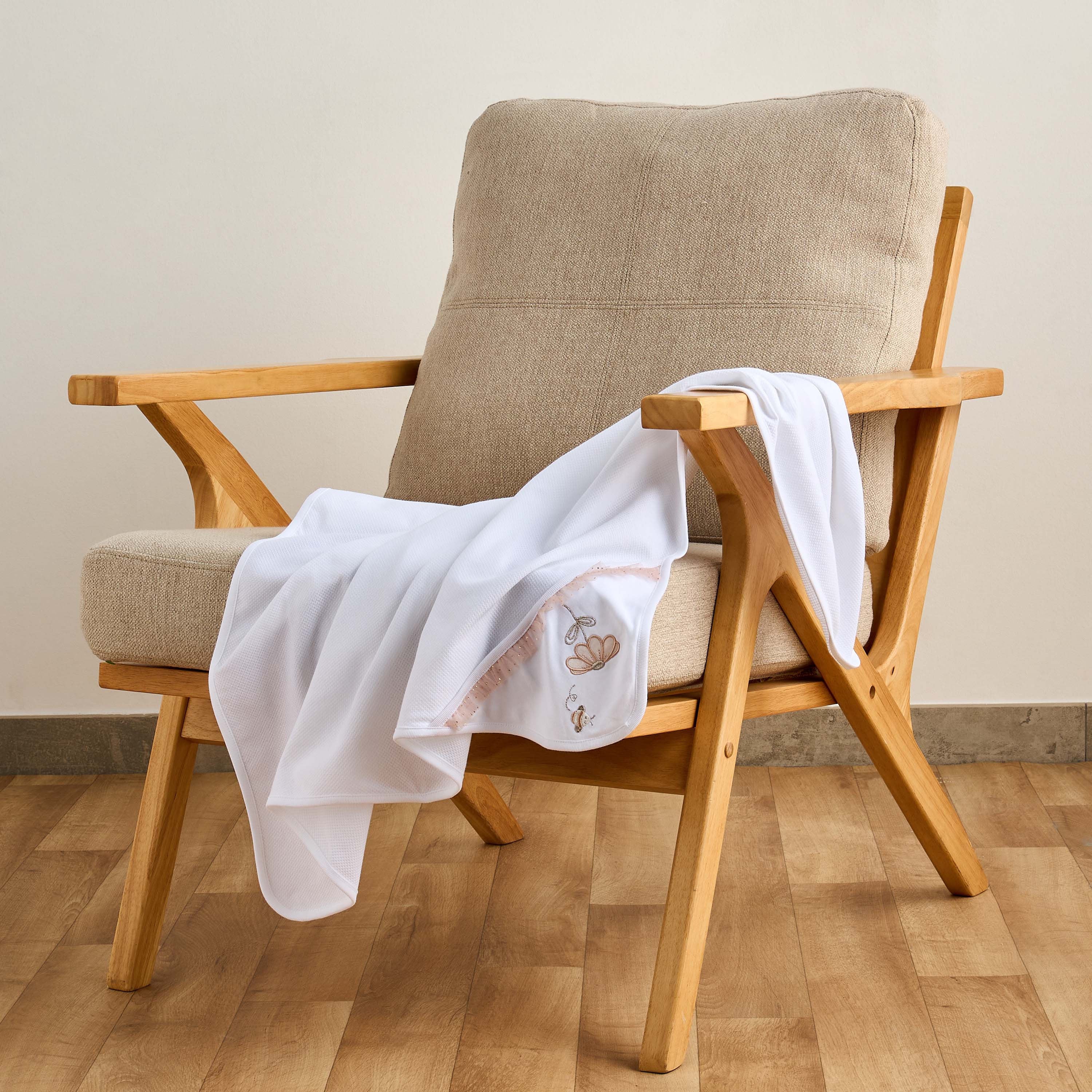Giggles Floral Embroidered Hooded Receiving Blanket