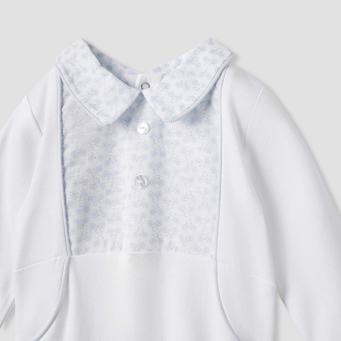 Giggles Printed Sleepsuit with Long Sleeves and Button Closure