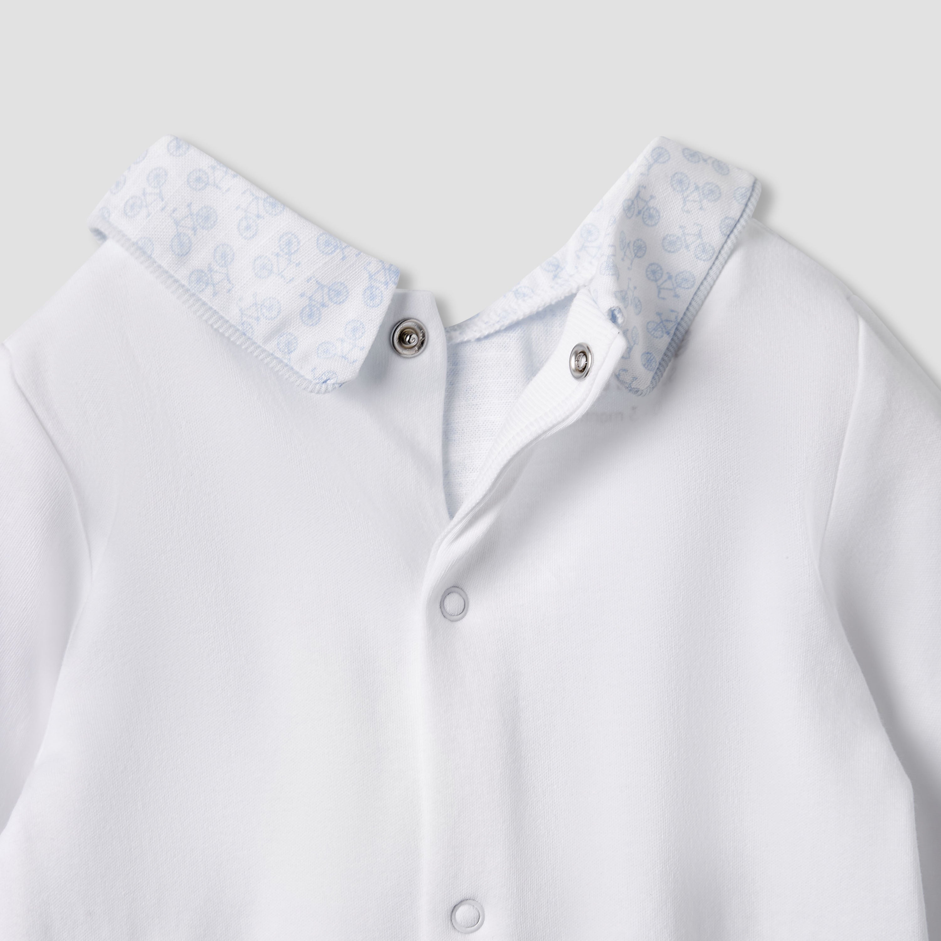 Giggles Printed Sleepsuit with Long Sleeves and Button Closure