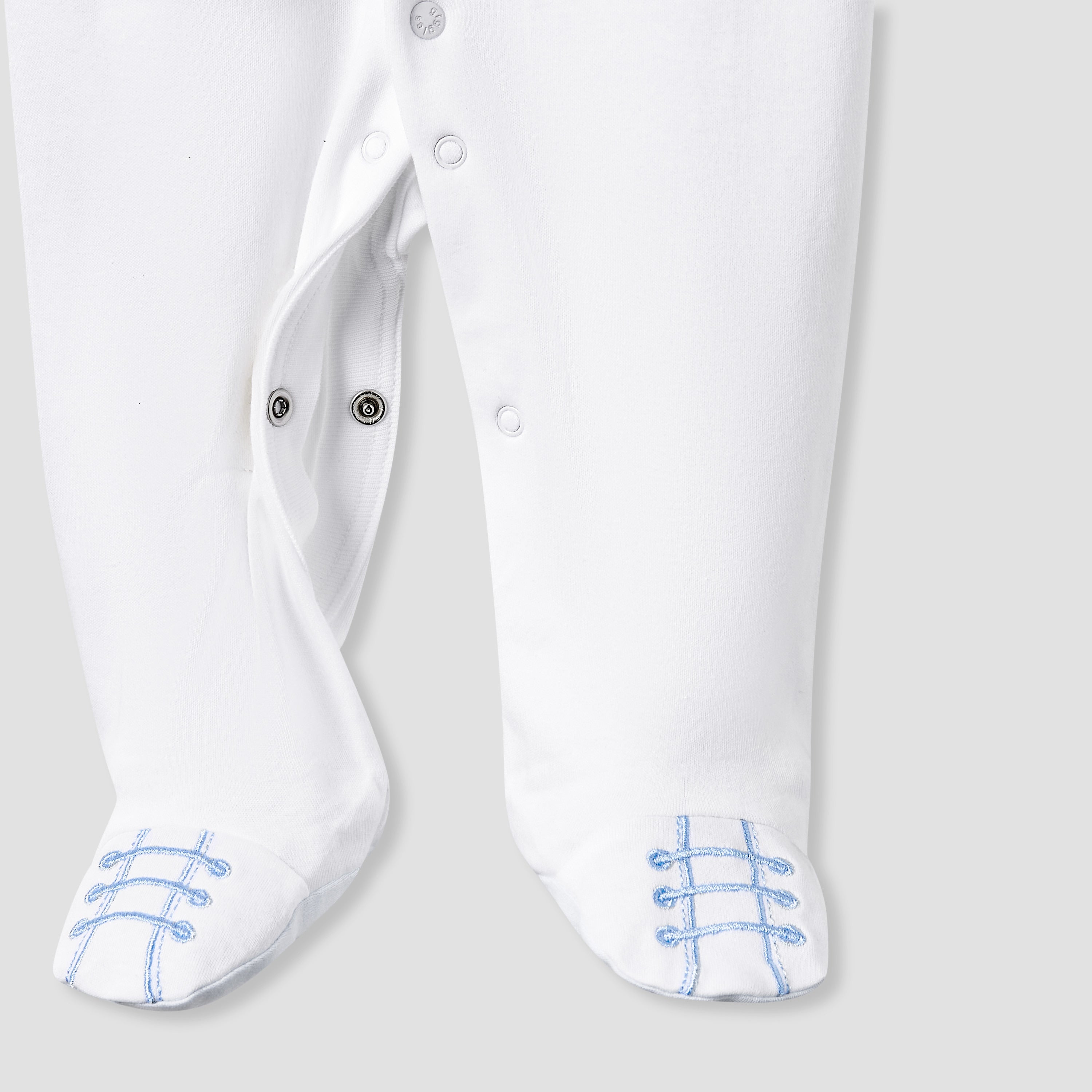 Giggles Striped Sleepsuit with Long Sleeves and Button Closure