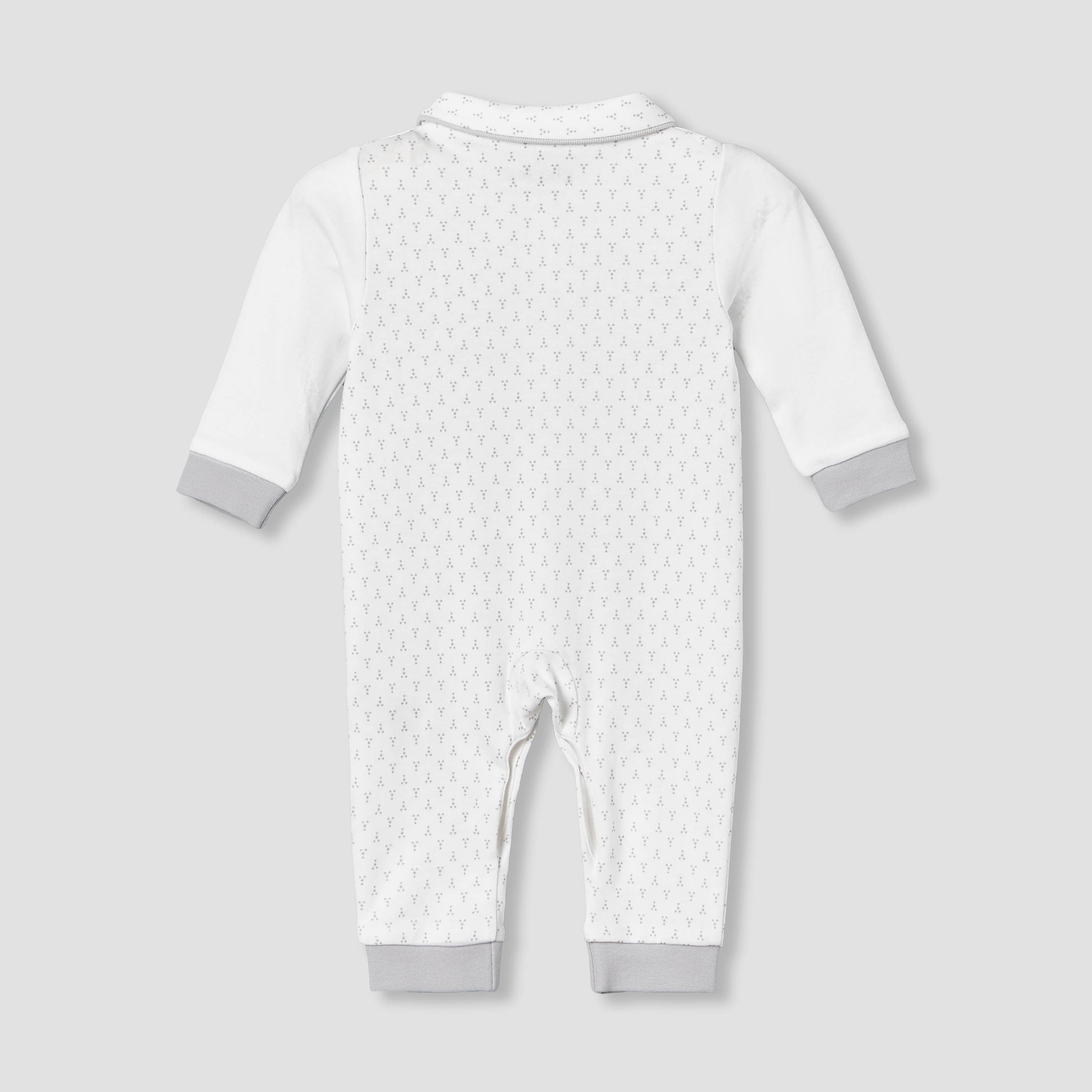 Giggles Cotton Collared Long Sleeve Sleepsuit with Snap Button Closure