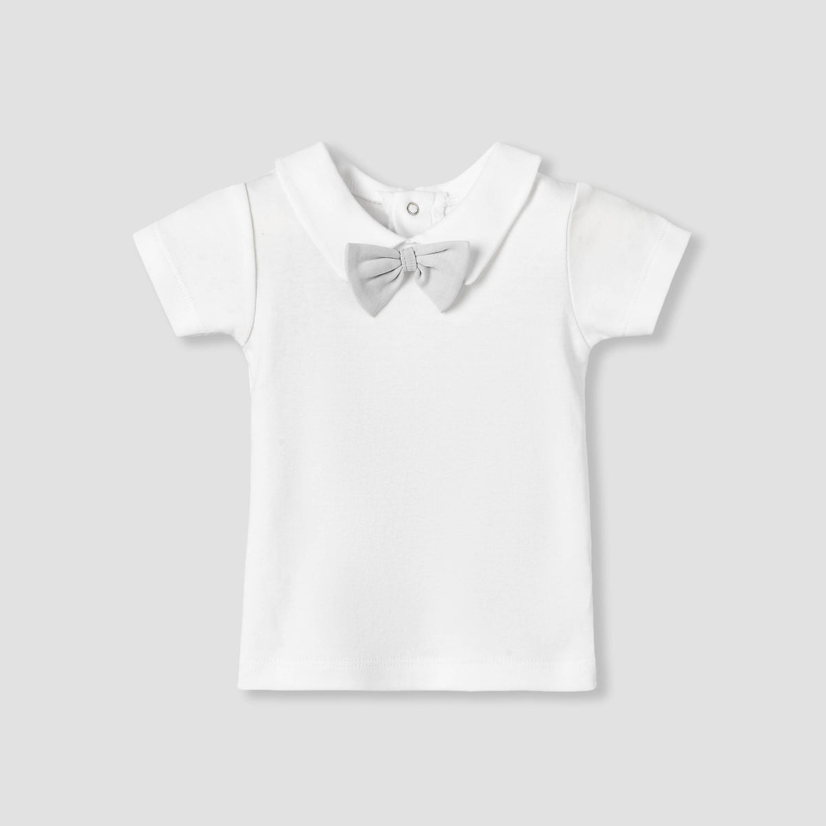 Giggles Collar Short Sleeves T-shirt and Dungaree Set with Bow