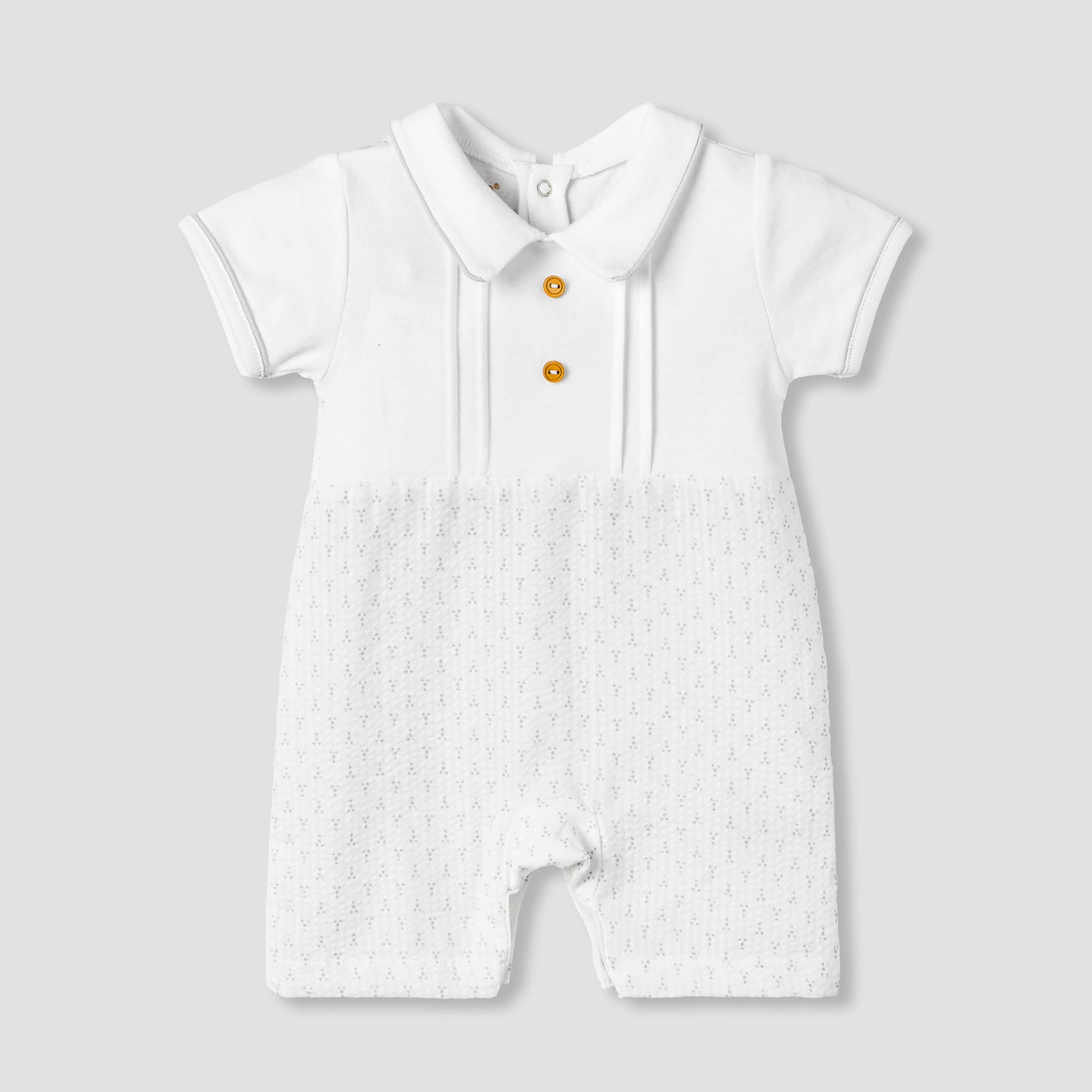 Giggles Collared Neck Short Sleeves Romper with Print