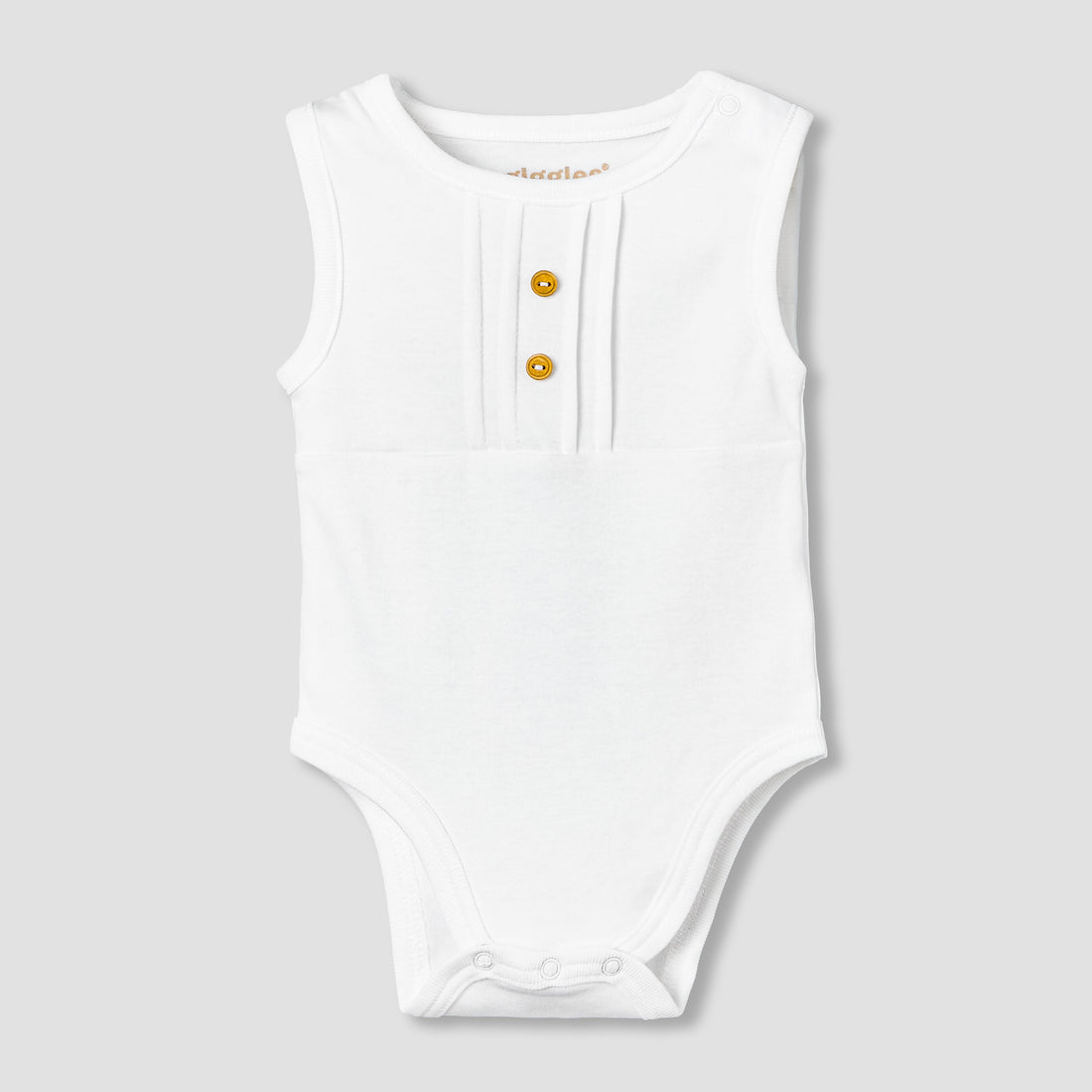 Giggles Round Neck Sleeveless Bodysuit with Snap Button Closure