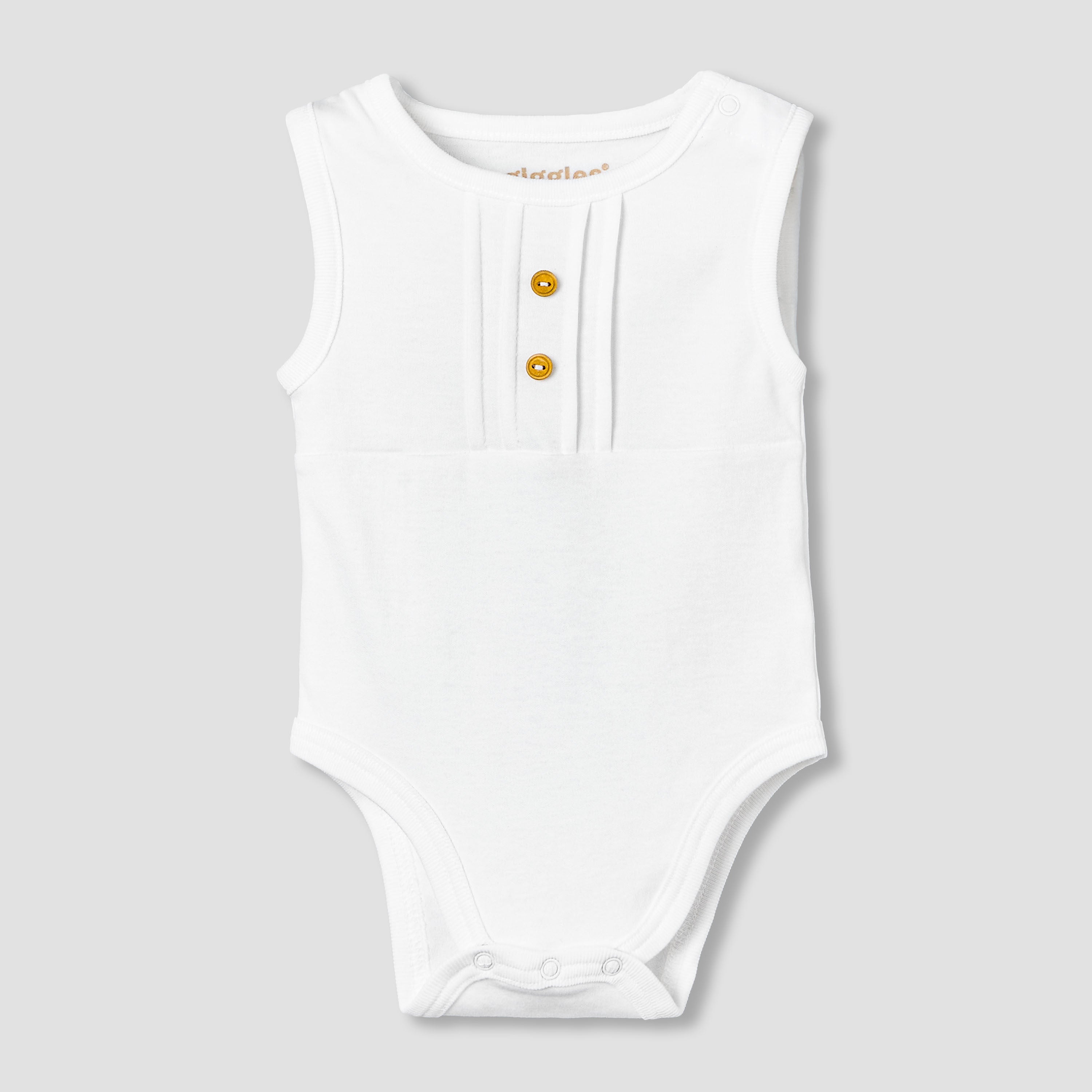 Giggles Round Neck Sleeveless Bodysuit with Snap Button Closure