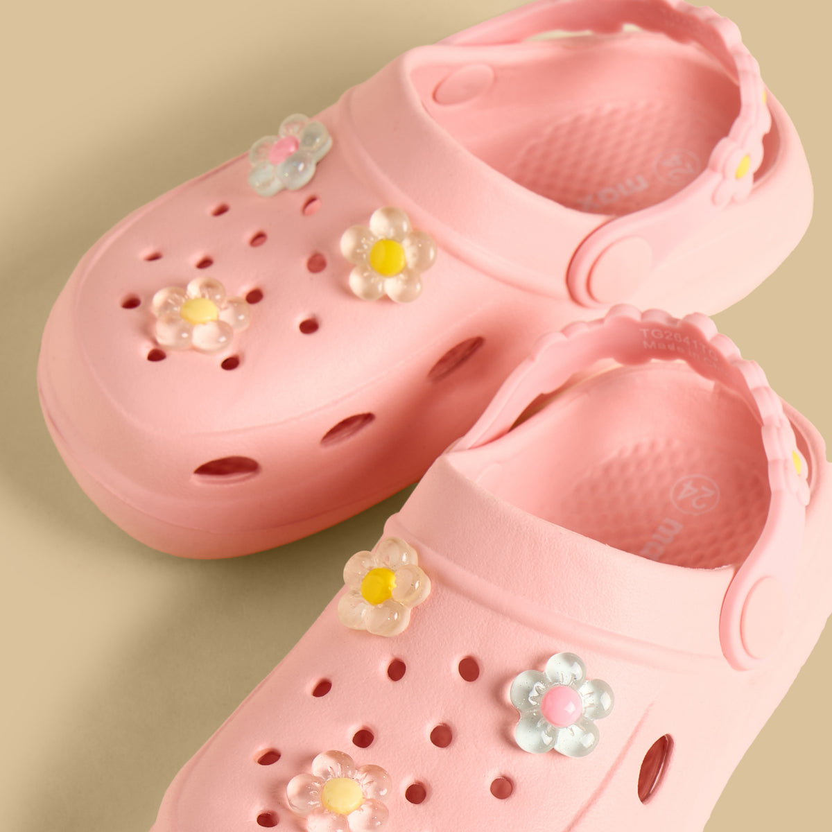 Floral Jibbitz Embellished Clogs with Backstrap