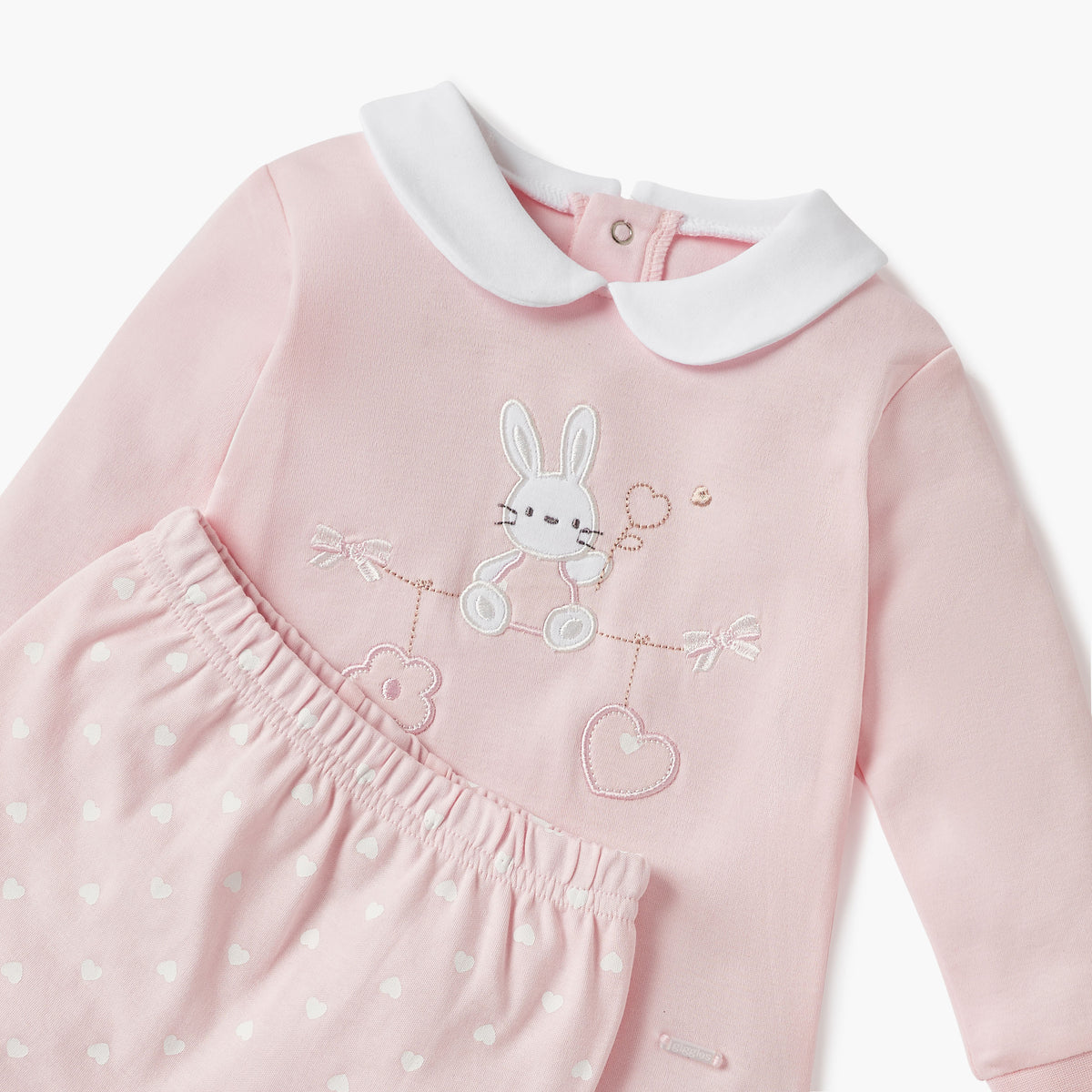 Giggles Bunny Applique T-shirt and Heart Print Pyjama Set