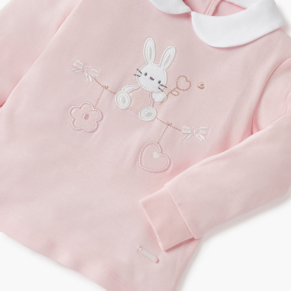 Giggles Bunny Applique T-shirt and Heart Print Pyjama Set