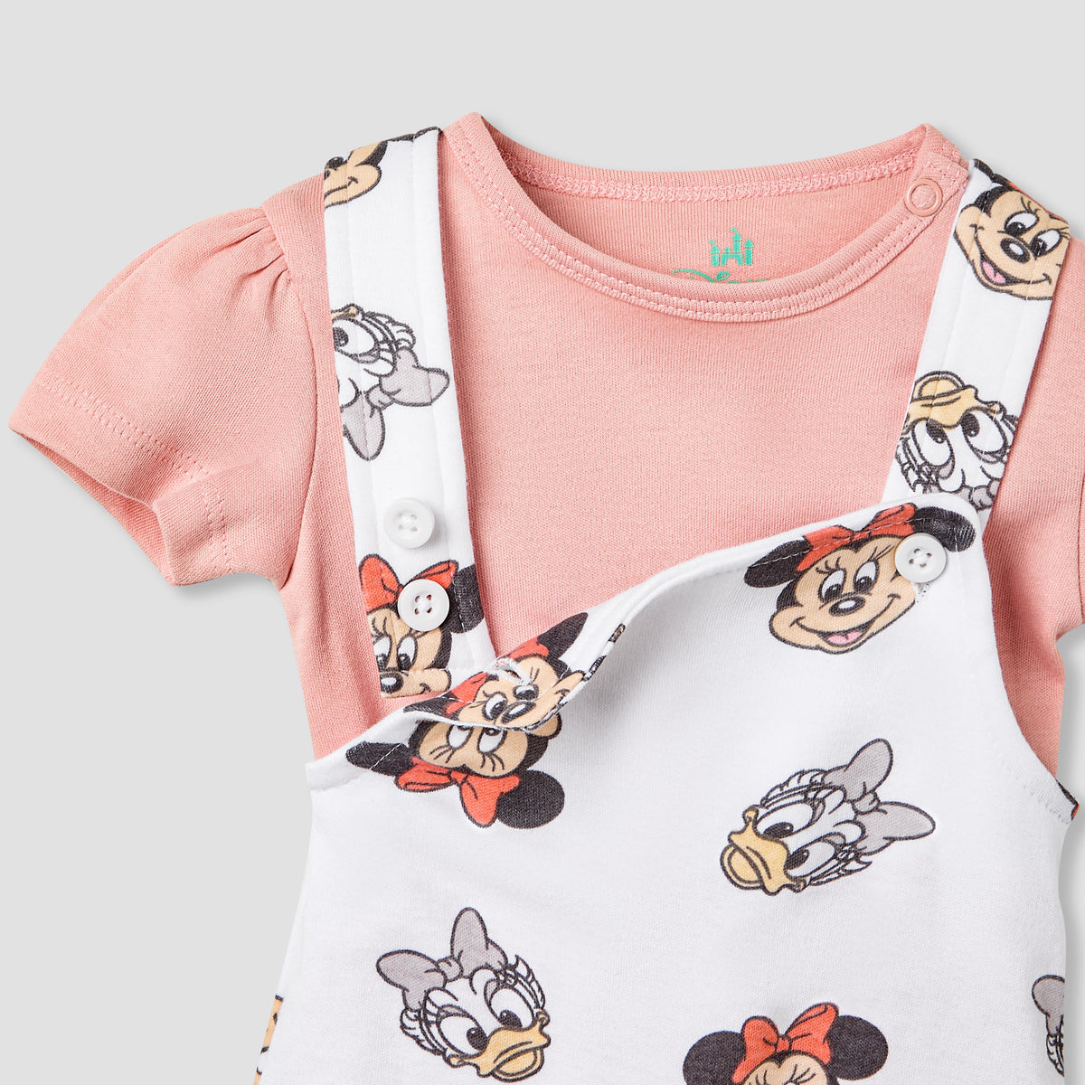 Disney Minnie Mouse and Daisy Duck Print Dungaree and T-shirt Set