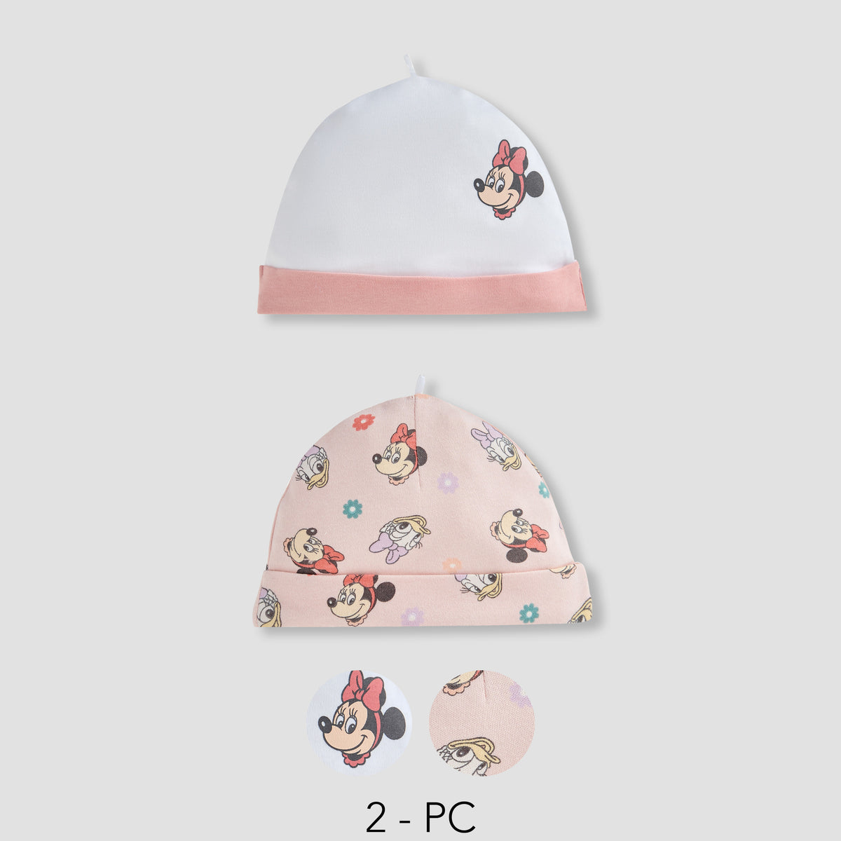 Disney Minnie Mouse Print Beanie Cap - Set of 2