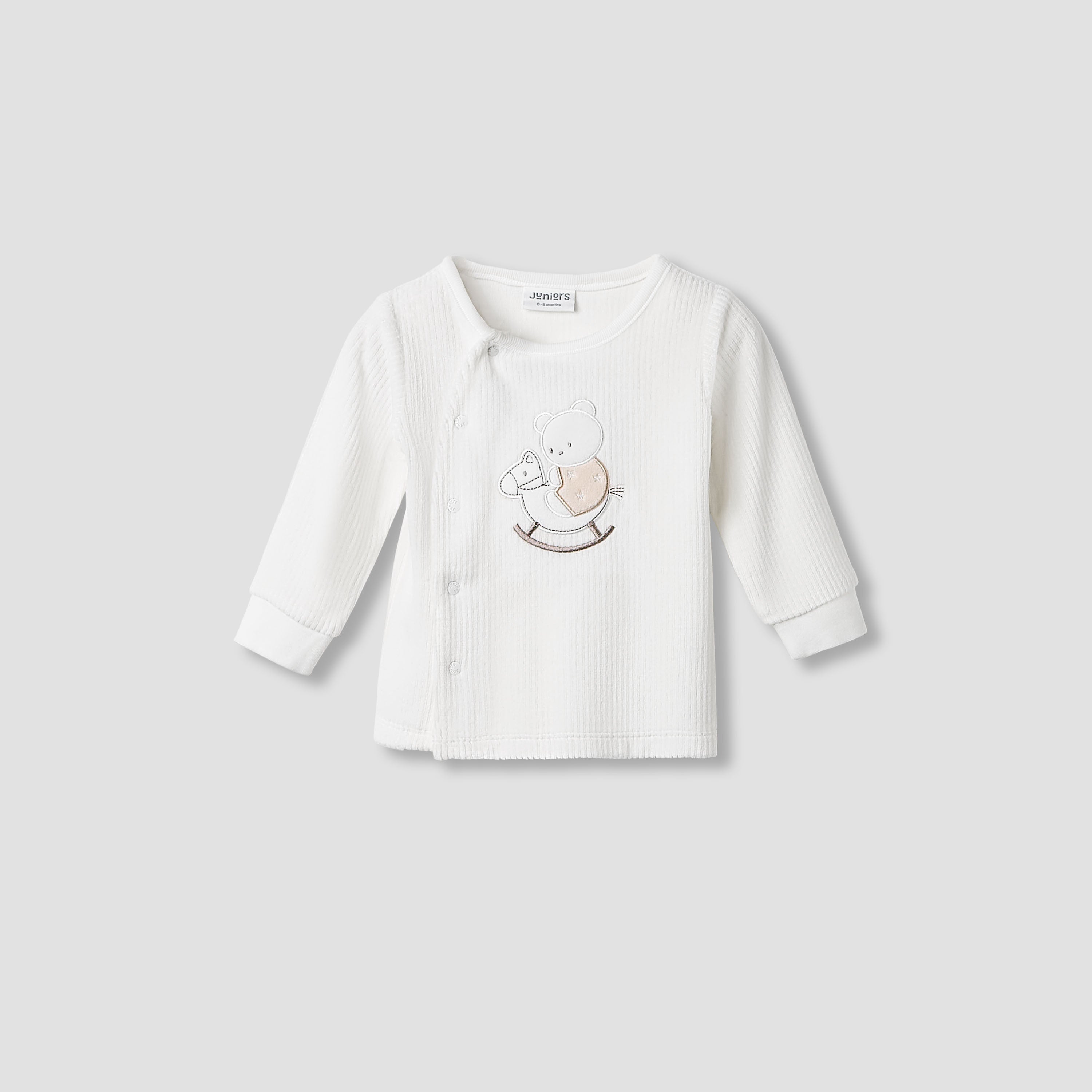 Juniors Pyjama Set with Bear Applique - Velour - Long Sleeves - Round Neck
