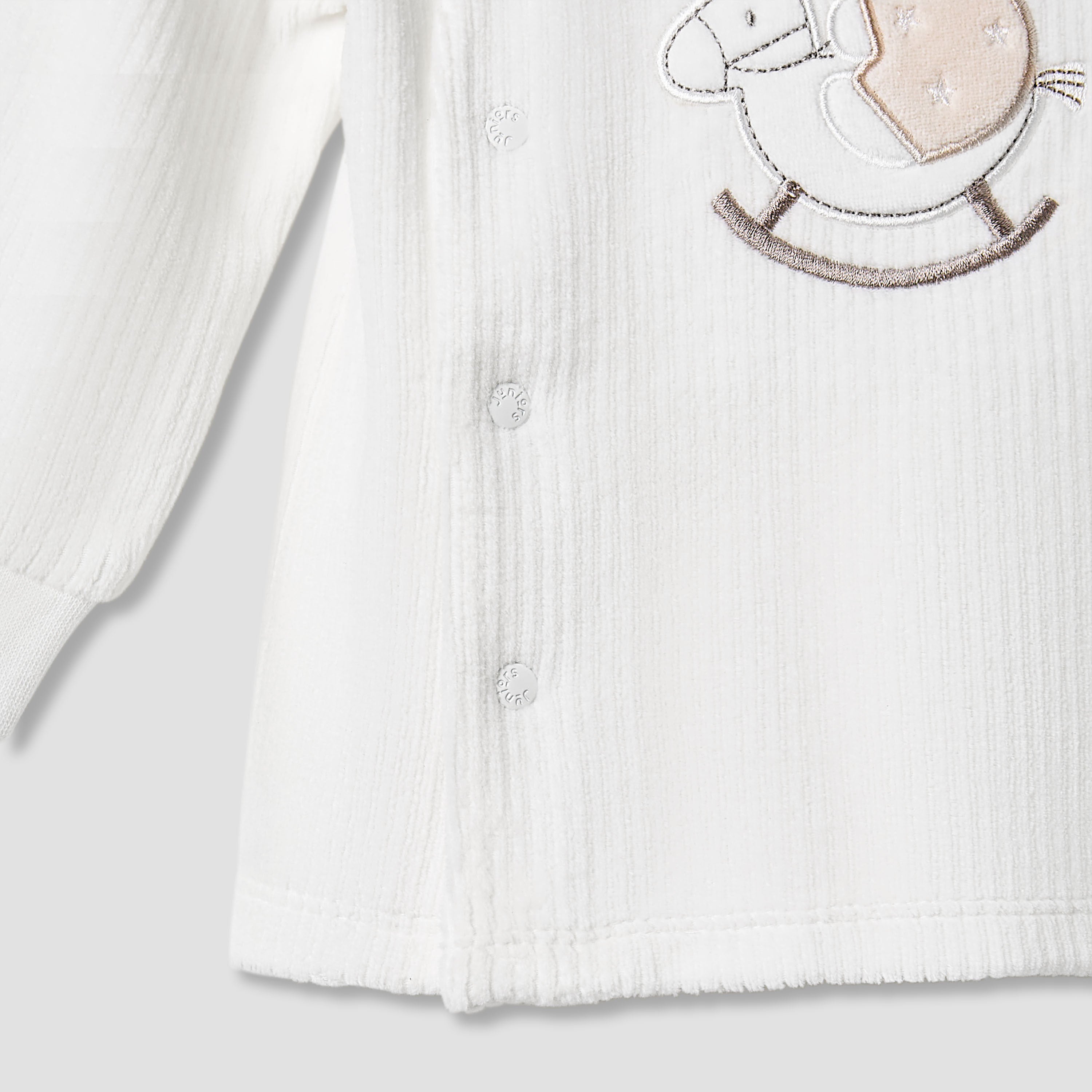 Juniors Pyjama Set with Bear Applique - Velour - Long Sleeves - Round Neck