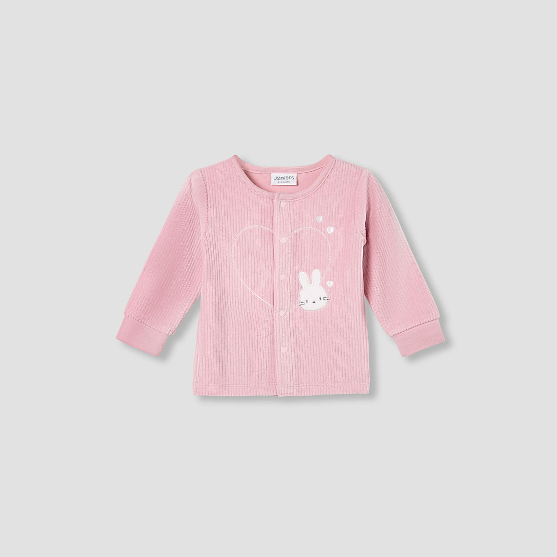 Juniors Pyjama Set with Bunny Applique - Velour - Long Sleeves - Round Neck