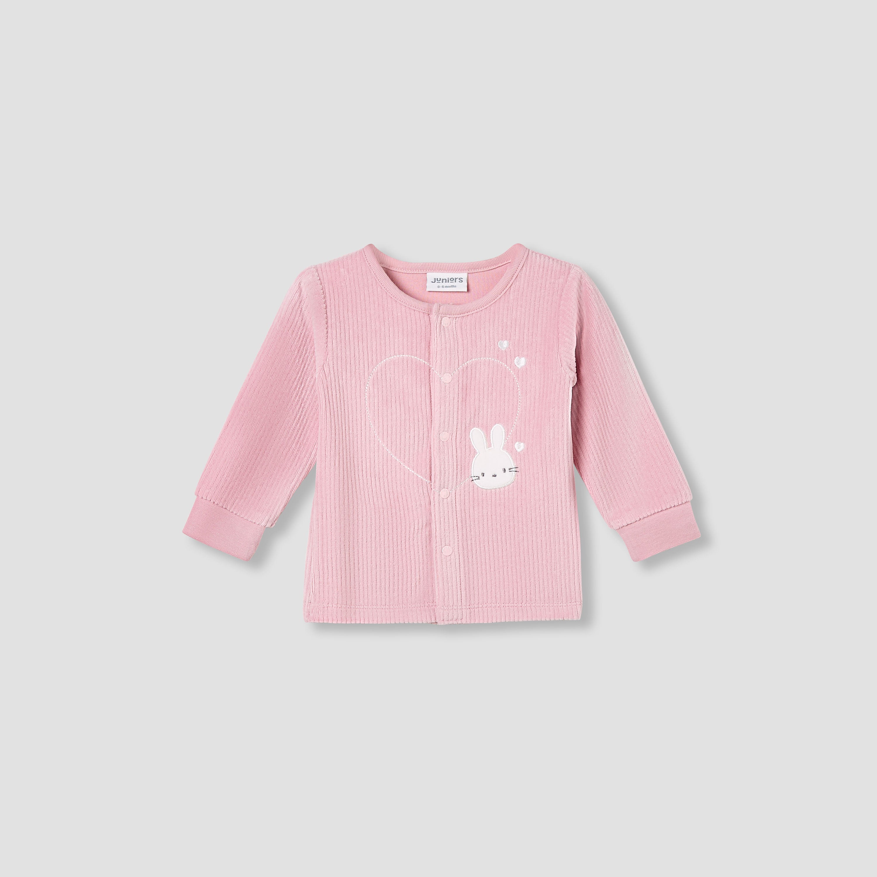 Juniors Pyjama Set with Bunny Applique - Velour - Long Sleeves - Round Neck