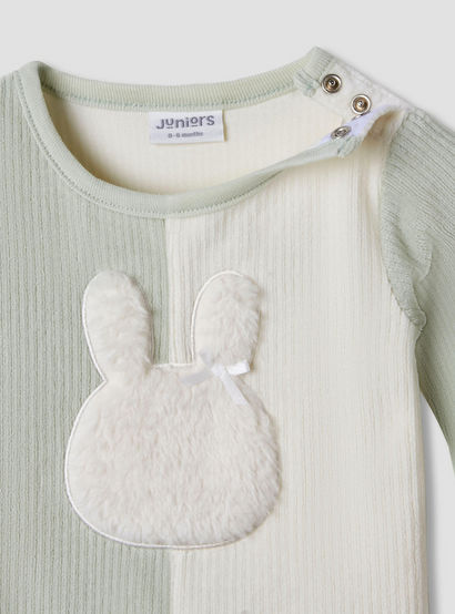 Juniors Pyjama Set with Bunny Applique - Velour - Long Sleeves - Round Neck-baby-girls-clothing-nightwear-pyjamasets-image-4