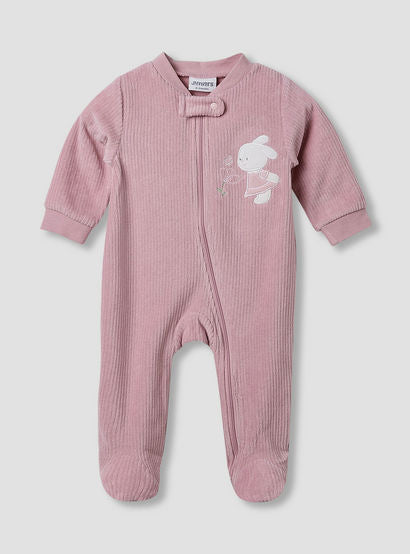 Juniors Round Neck Sleepsuit with Corduroy Texture - Cotton Blend - Long Sleeves-baby-girls-clothing-nightwear-sleepsuits-image-1