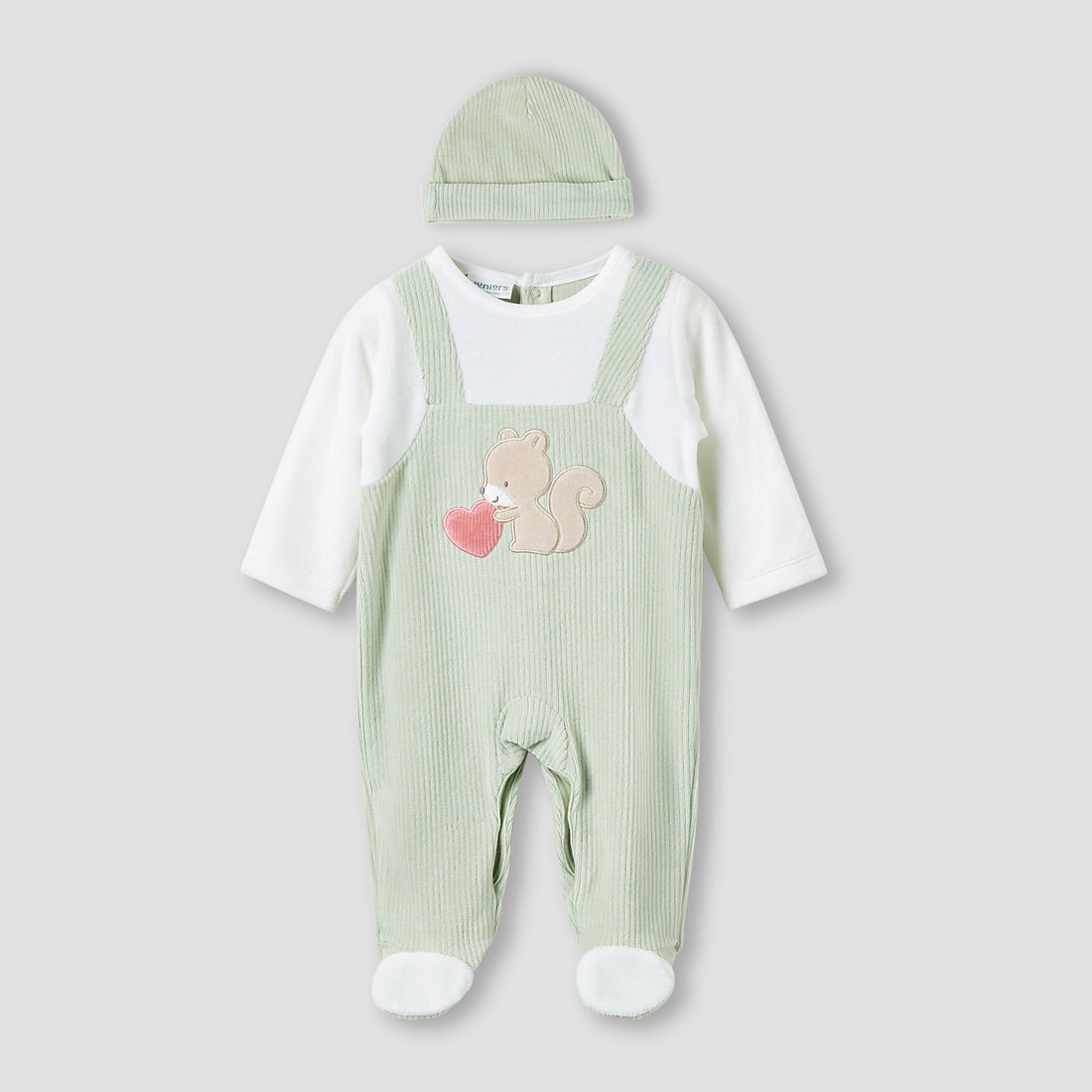 Juniors Sleepsuit with Ribbed Cap - Long Sleeves - Green / 9-12 mths