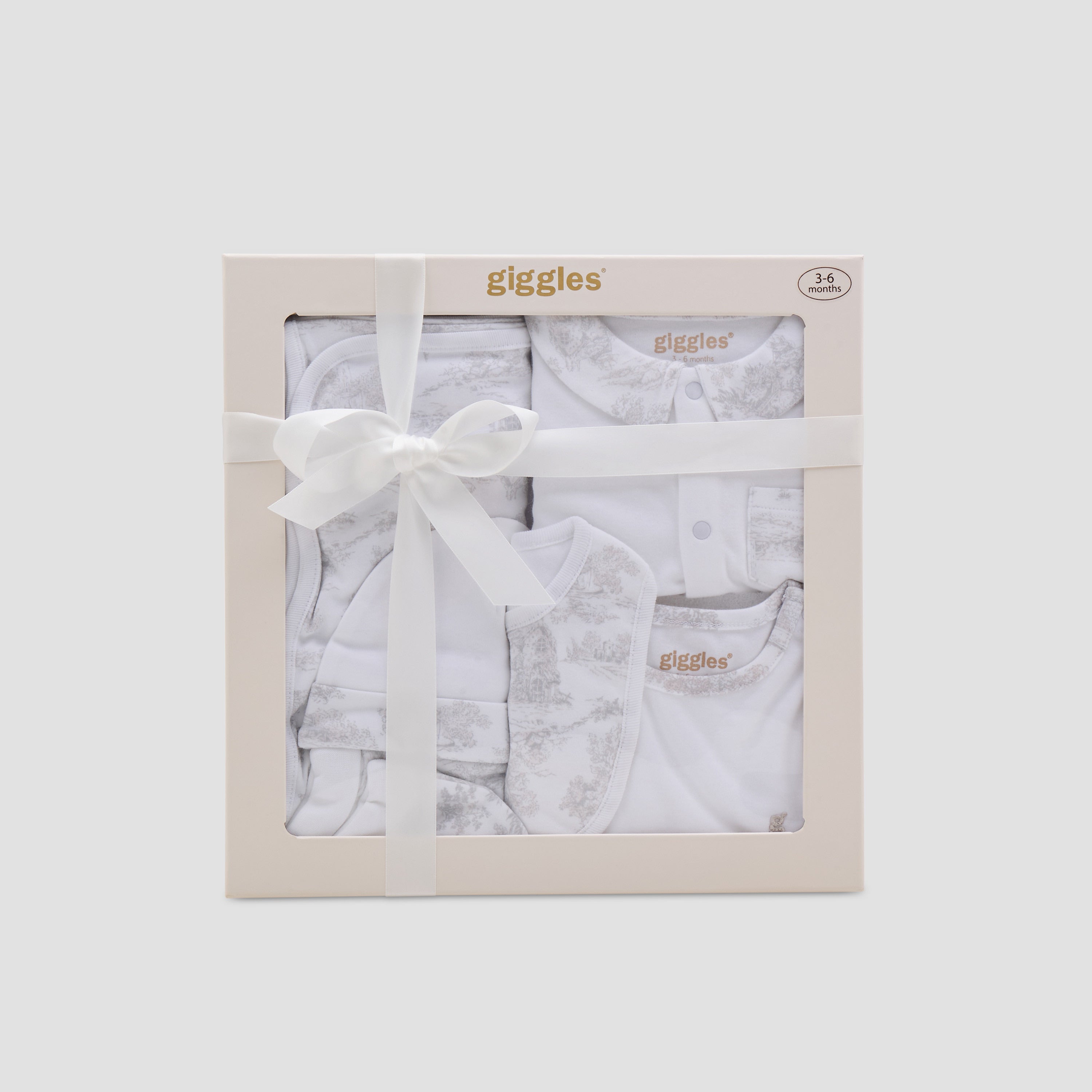 Giggles 6-Piece Assorted Clothing Set - White / 0-3 mths