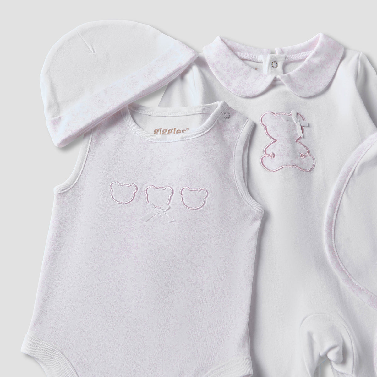 Set of 6 Giggles Clothing Gift Set with Embroidery