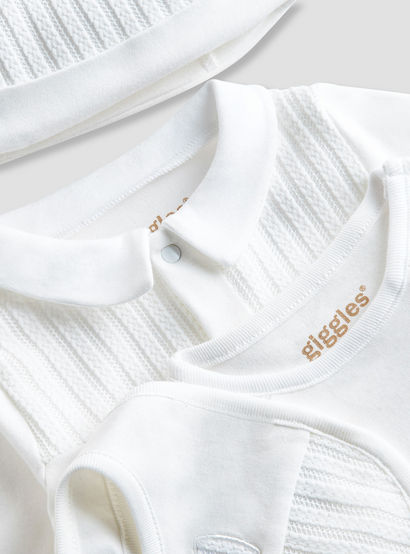 Giggles 4-Piece Boys Gift Set - Cotton - Sleepsuit, Cap, Bodysuit - Textured-baby-boys-clothing-setsandcoords-image-7