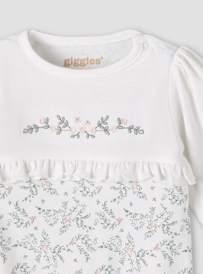Giggles Cotton Round Neck Long Sleeves Sleepsuit with Floral Embroidery-baby-girls-clothing-nightwear-sleepsuits-image-4