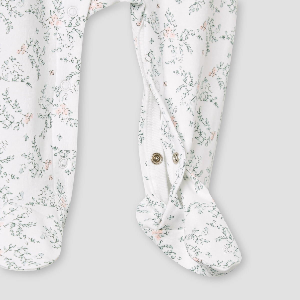 Giggles Cotton Round Neck Long Sleeves Sleepsuit with Floral Embroidery