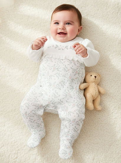 Giggles Cotton Round Neck Long Sleeves Sleepsuit with Floral Embroidery-baby-girls-clothing-nightwear-sleepsuits-image-1