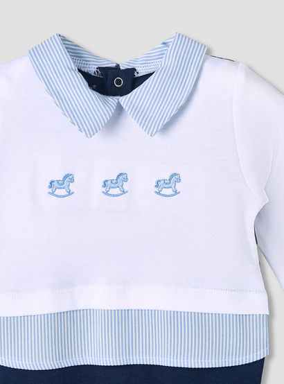 Giggles Cotton Collared Long Sleeves Sleepsuit with Horse Embroidery-baby-boys-clothing-nightwear-sleepsuits-image-4