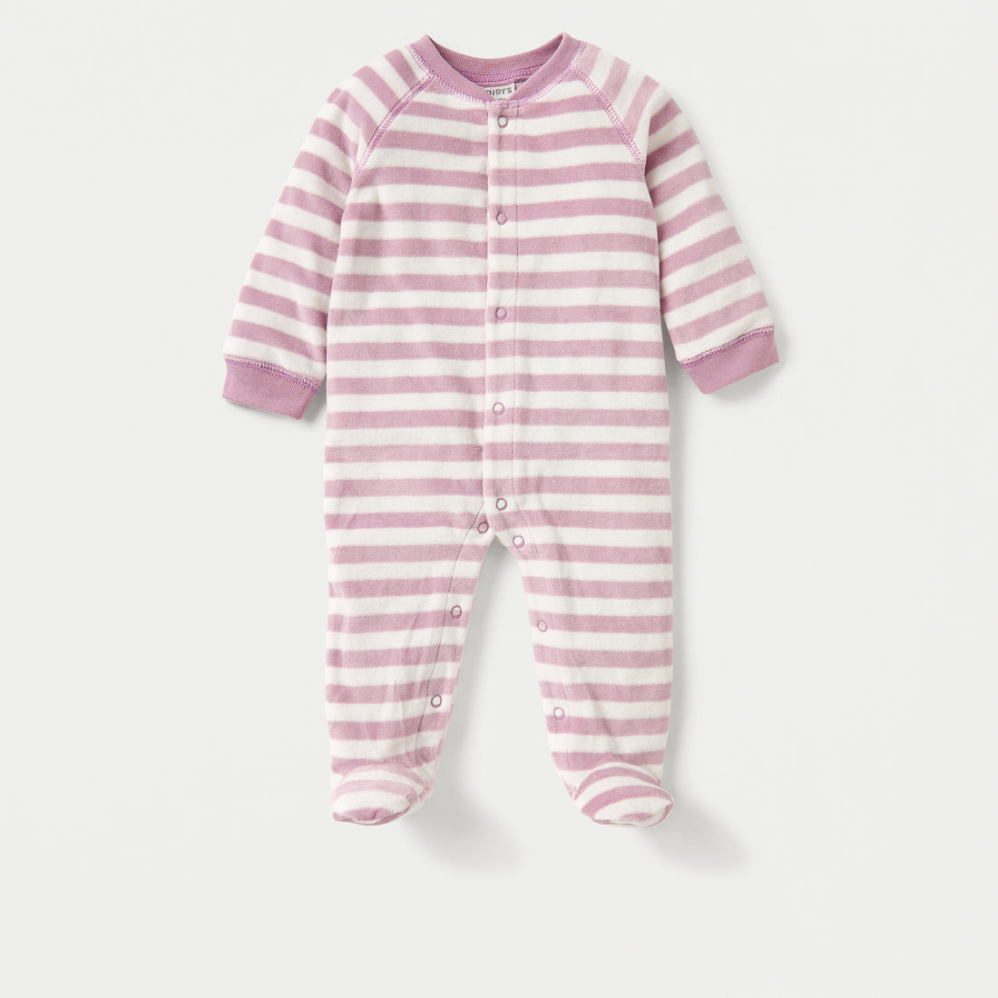 Juniors Striped Closed Feet Sleepsuit with Long Sleeves - Pink / 9-12 mths
